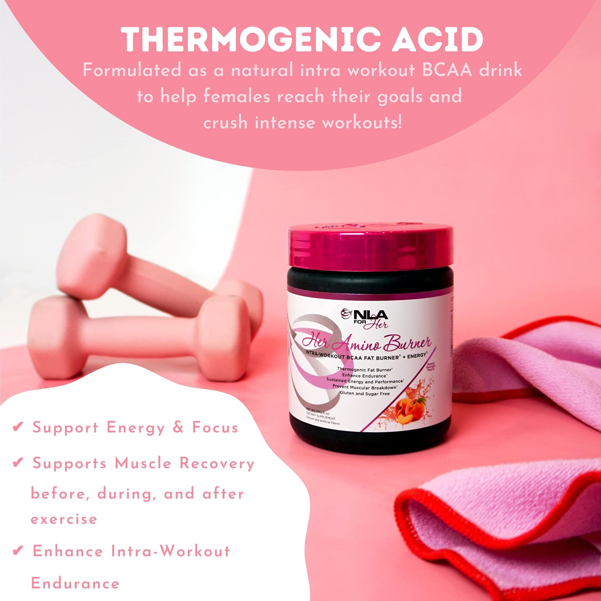NLA for Her Pre/Intra Workout Stack (Includes Her Thermogenic Amino Georgia Peach NLA for Her uk supplements