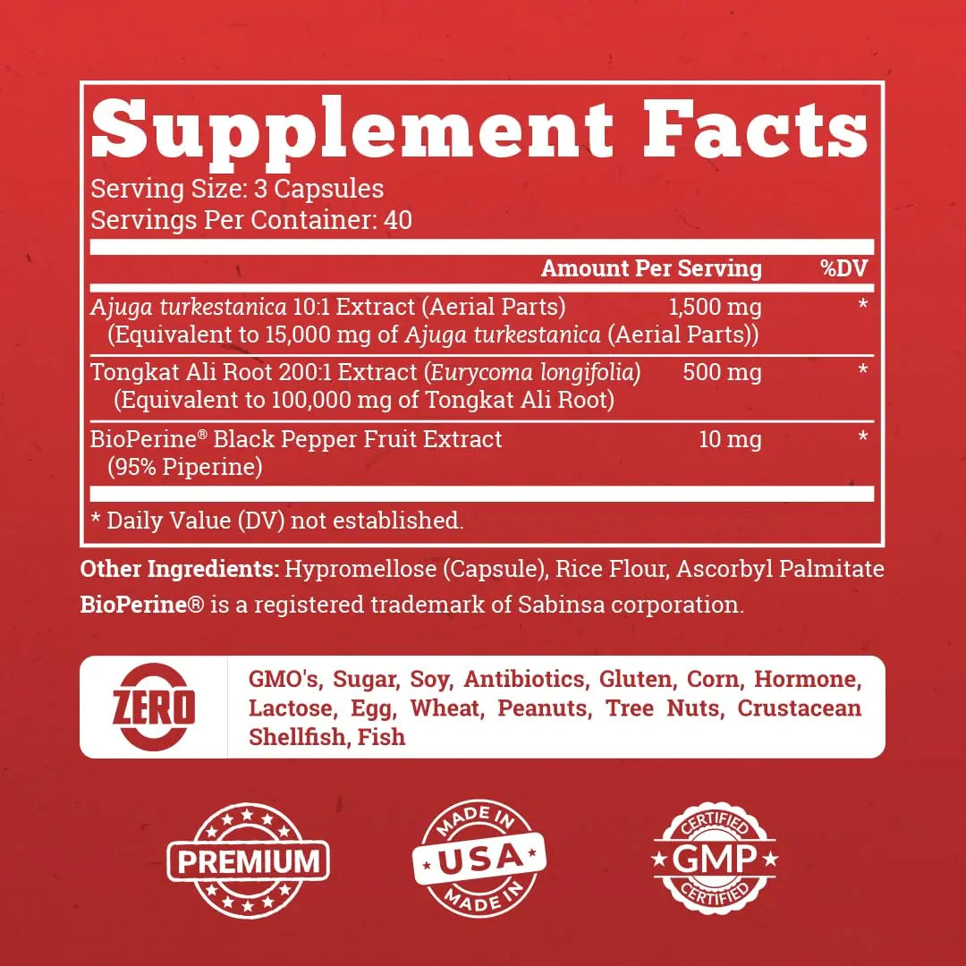 Old School Labs  Supplement for Men – Max Potency Tongkat Ali with BioPerine® for Max Absorption, Supports Muscle, Strength, Recovery, Drive & Stamina – Turkesterone, 120 Capsules Old School Labs uk supplements