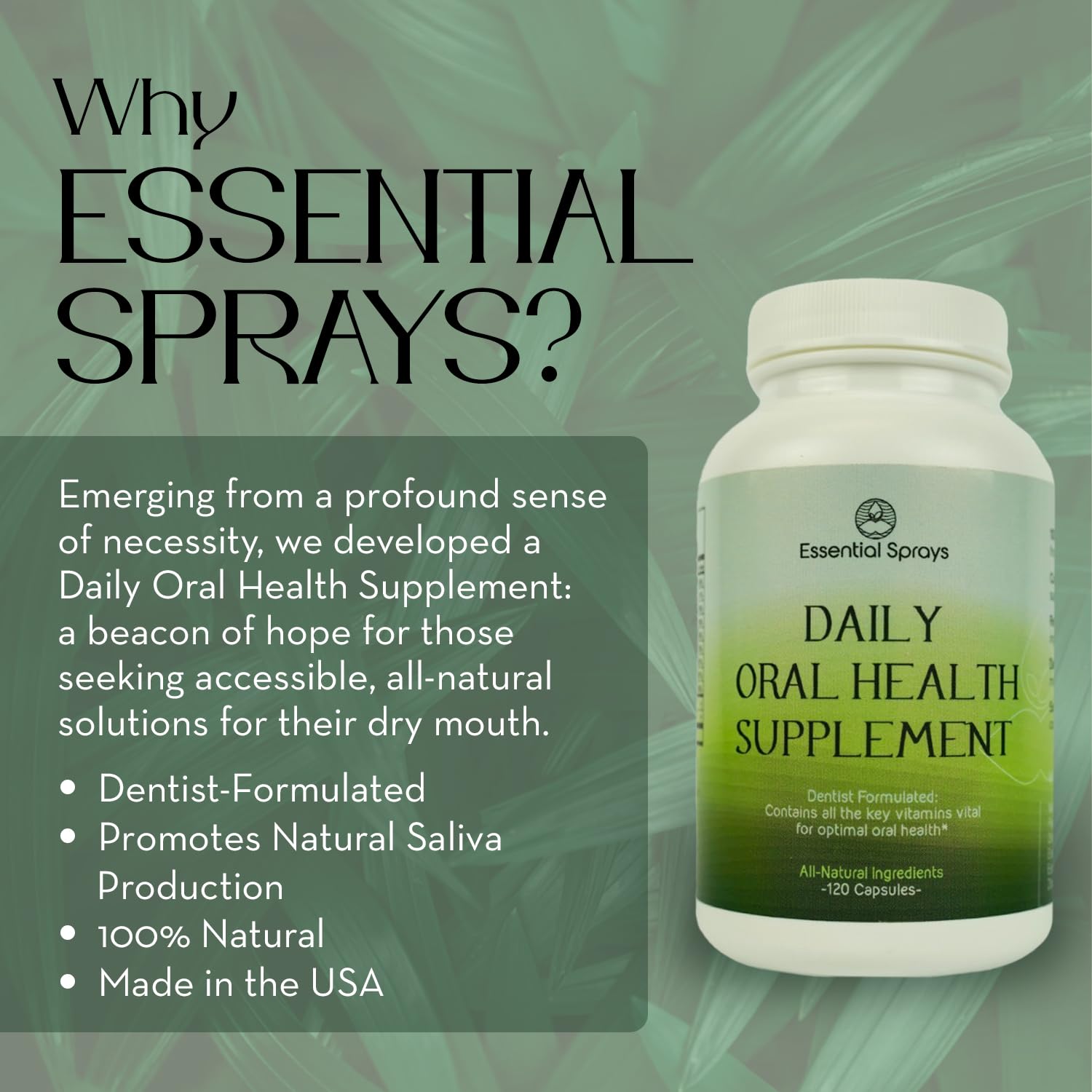 Essential Sprays Daily Oral Health Supplement - 30 Servings - Dentist Formulated Advanced Holistic Approach with L-Lysine, Niacin, Thiamin, & Vitamins for Men & Women Essential Sprays uk supplements
