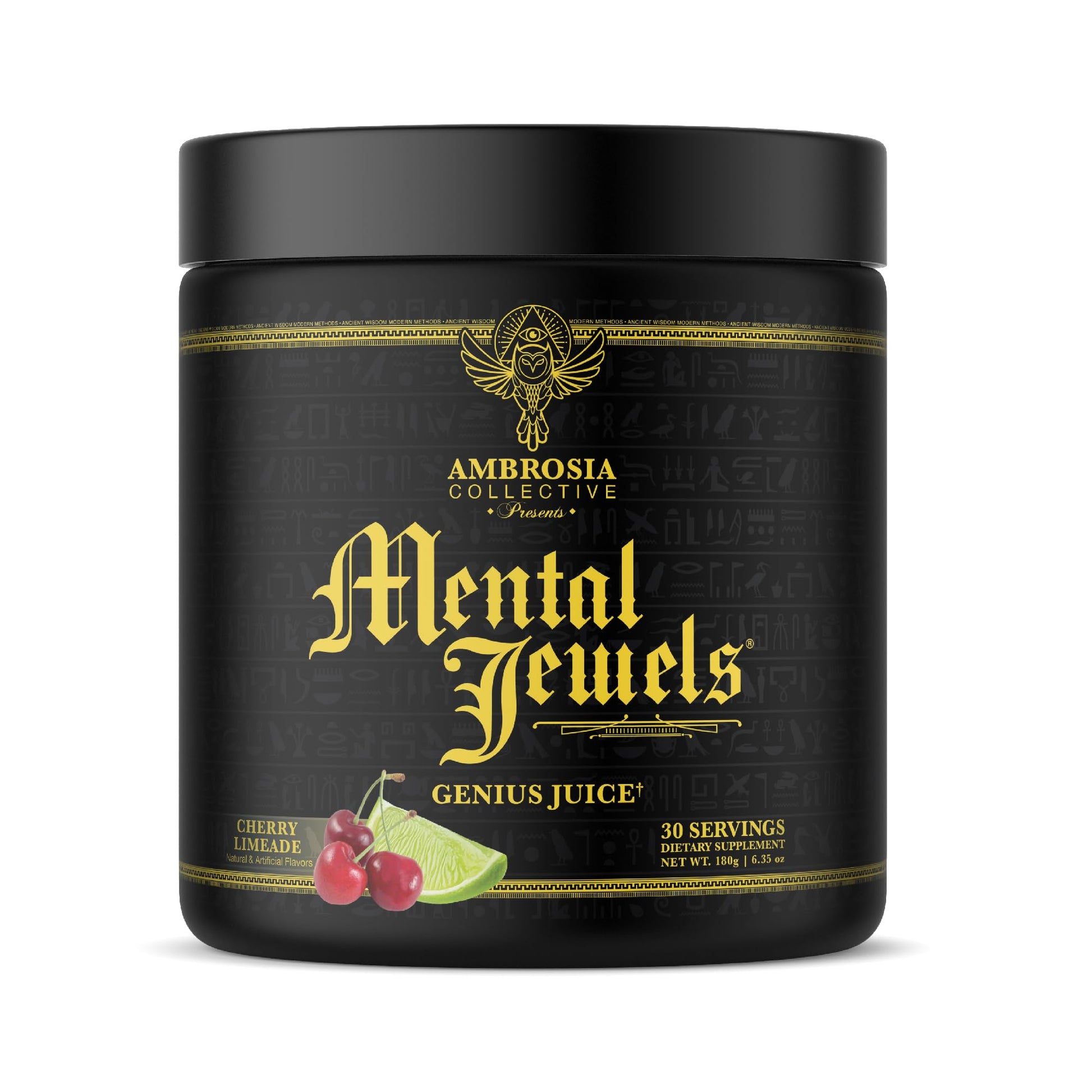 Ambrosia Mental Jewels Nootropic Brain Supplement Powder | Alpha GPC, Bacopa & Phosphatidylserine | Memory, Focus & Concentration Support | 30 Servings | Cherry Limeade Ambrosia uk supplements