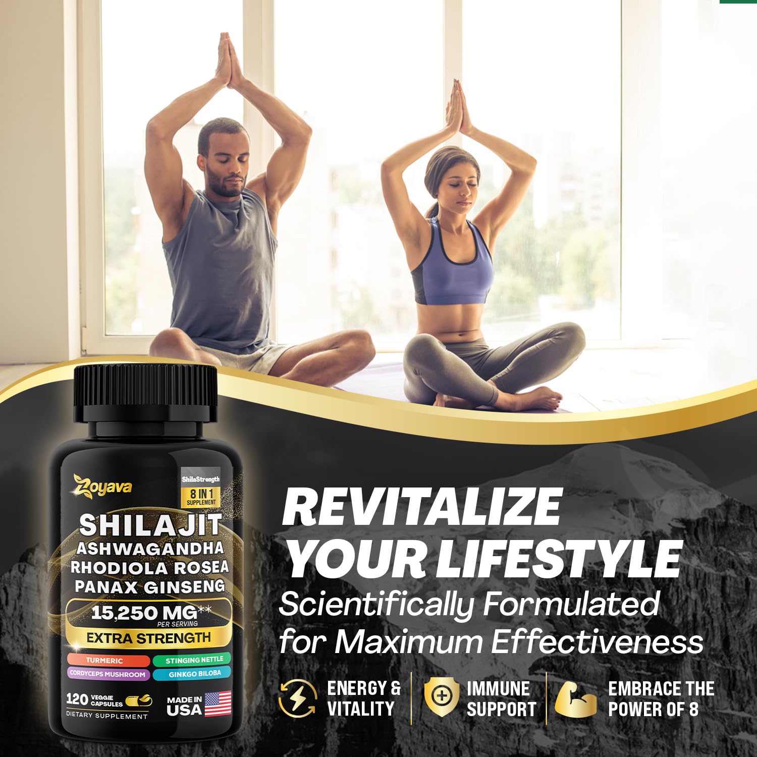 Zoyava Shilajit 9000MG Radiant Health Blend Ashwagandha 2000MG Rhodiola Rosea Zoyava uk supplements