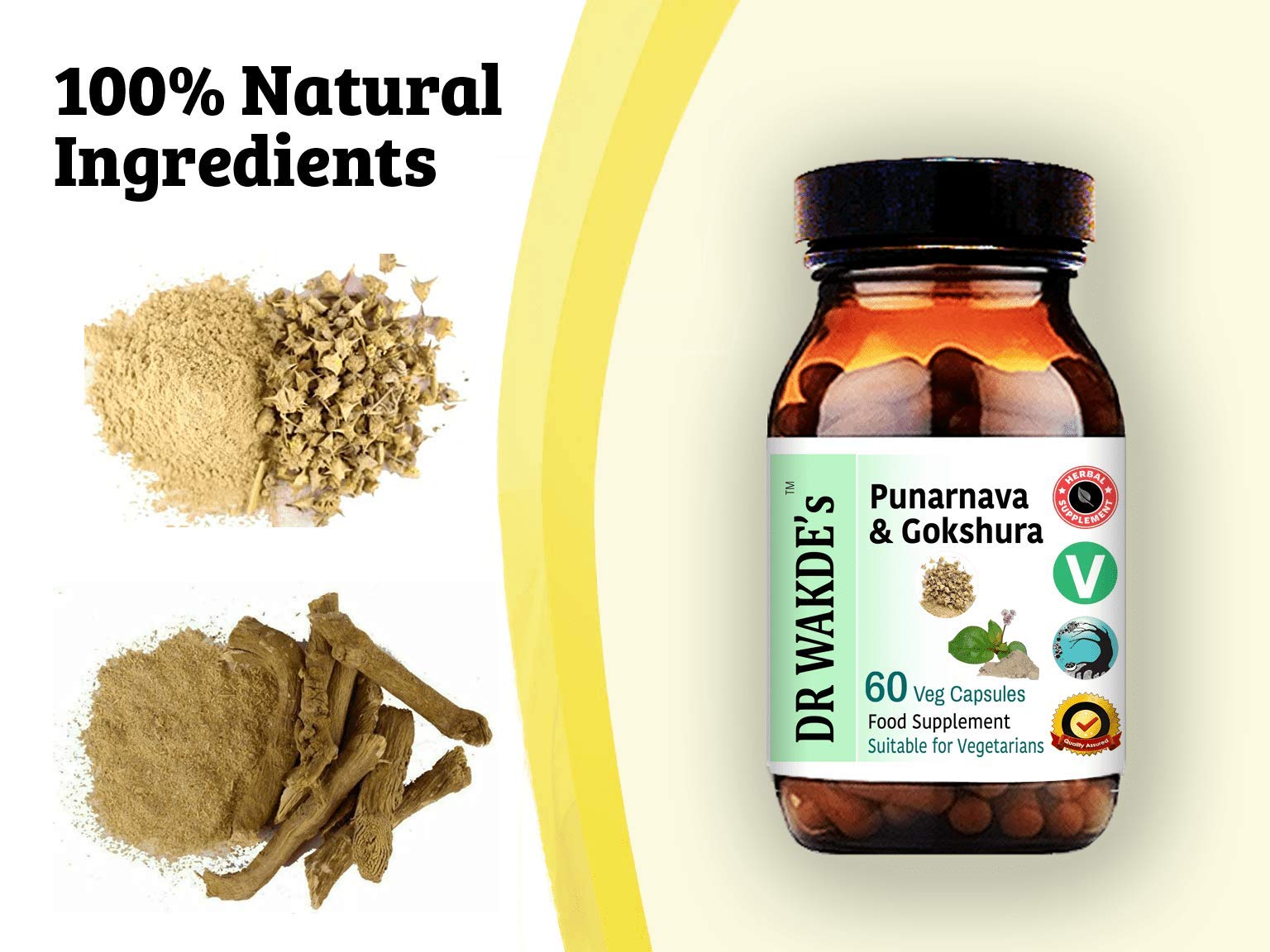 DR WAKDE's Punarnava & Gokshura Capsules (60 Veg Caps, Promotes Healthy Urinary Flush, Ayurvedic Supplement, Vegan, Herbal, All Natural, Made in UK) DR WAKDE's uk supplements