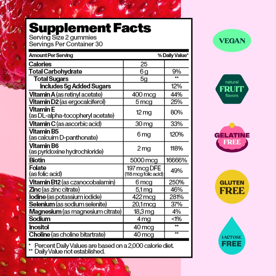 Bloom Robbins 60 Hair Gummies for Faster Hair Growth Vitamins for Women & 5000 MCG Bloom Robbins uk supplements