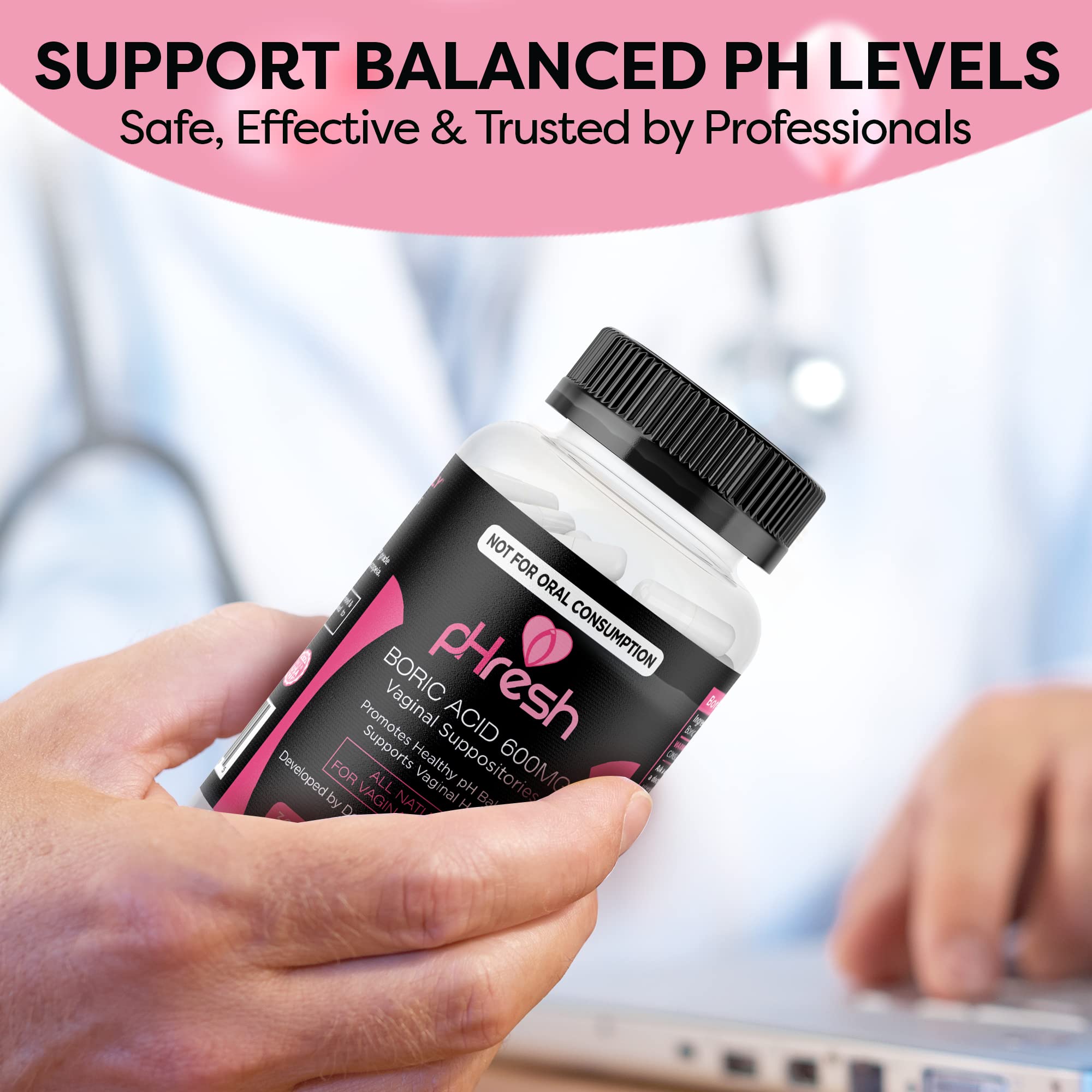 ACE NUTRITION pHresh Boric Acid Suppositories for Women, Suppositories for Odor Use ACE NUTRITION uk supplements