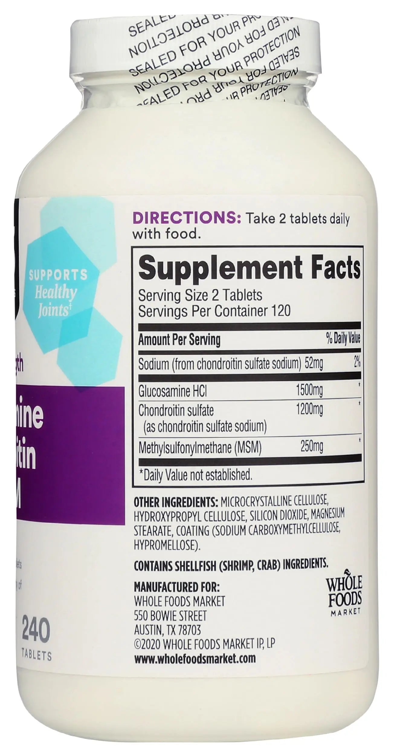 365 by Whole Foods Market, Glucosamine Chondroitin X Strength MSM, 240 Tablets 365 by Whole Foods Market uk supplements