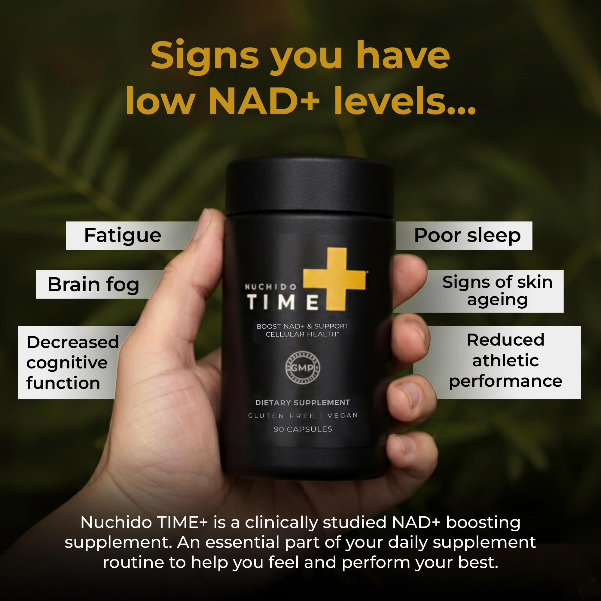 Nuchido Time+ NAD Supplement for Men & Women - Advanced Formula for Healthy Aging, Energy, Focus, Cellular Health & Longevity - Nicotinamide, Alpha Lipoic Acid, Quercetin - 90 Capsules Nuchido Time+ uk supplements