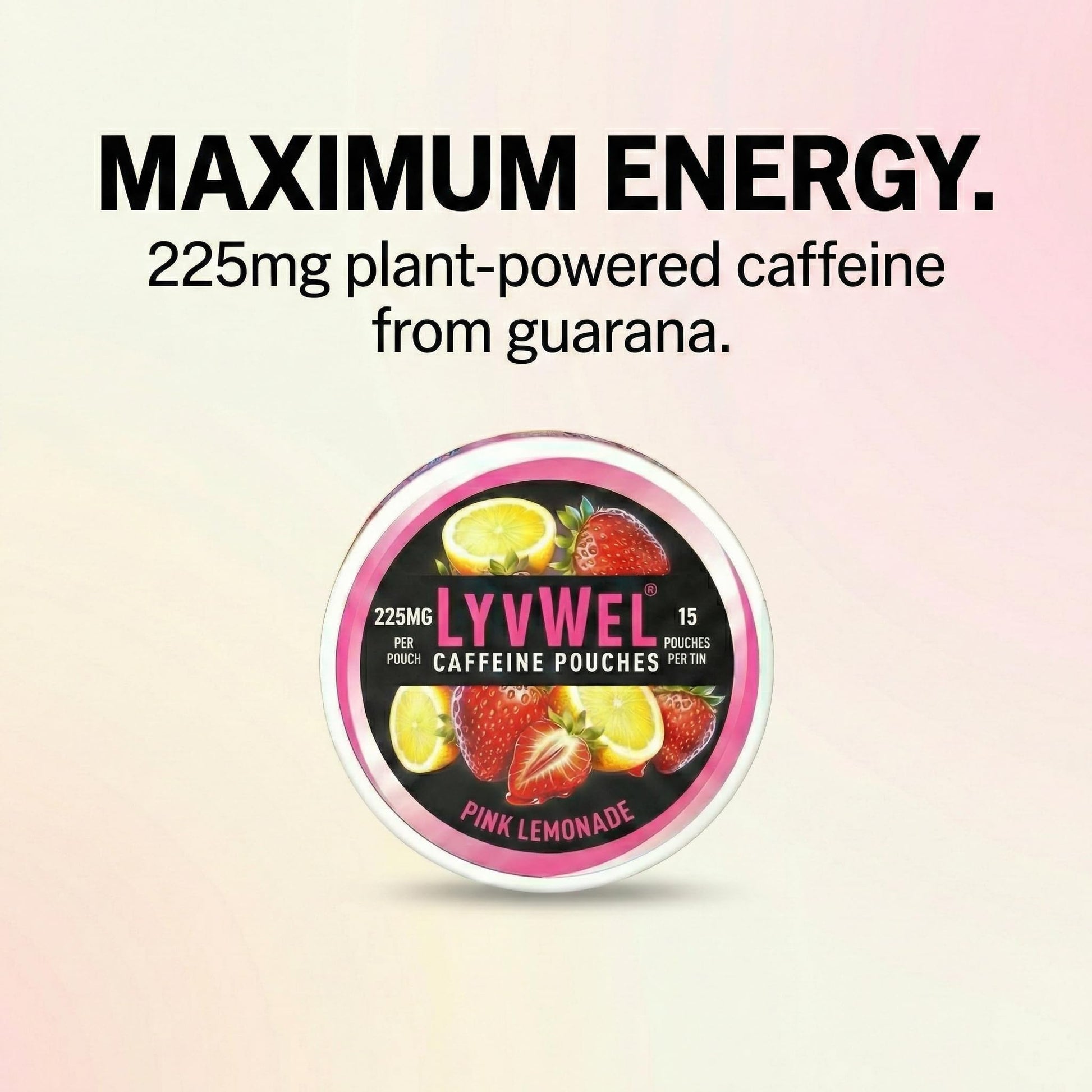 LyvWel 225mg Caffeine Energy Pouches | Nootropic Focus & Neuro Support | Tobacco-Free, Nicotine-Free, Quick Energy Solution | 3-Pack: 45 Pouches (3 Pack, Watermelon Ice, Pink Lemonade, Wintergreen) LyvWel uk supplements