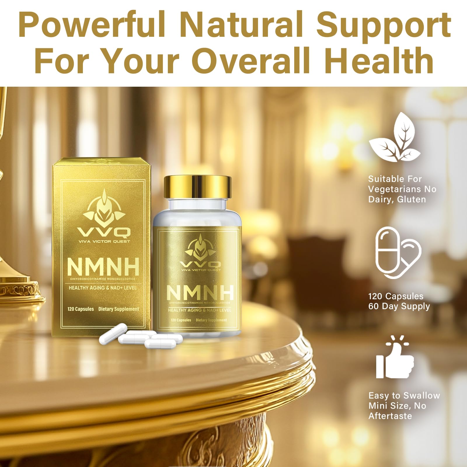 120 Capsules-NMNH (Dihydronicotinamide Mononucleotide), NAD Supplement to Boost NAD+ Levels as We Age (May Be More Effective Than Nicotinamide Riboside), NMNH Supplement for Anti-Aging VVQ uk supplements