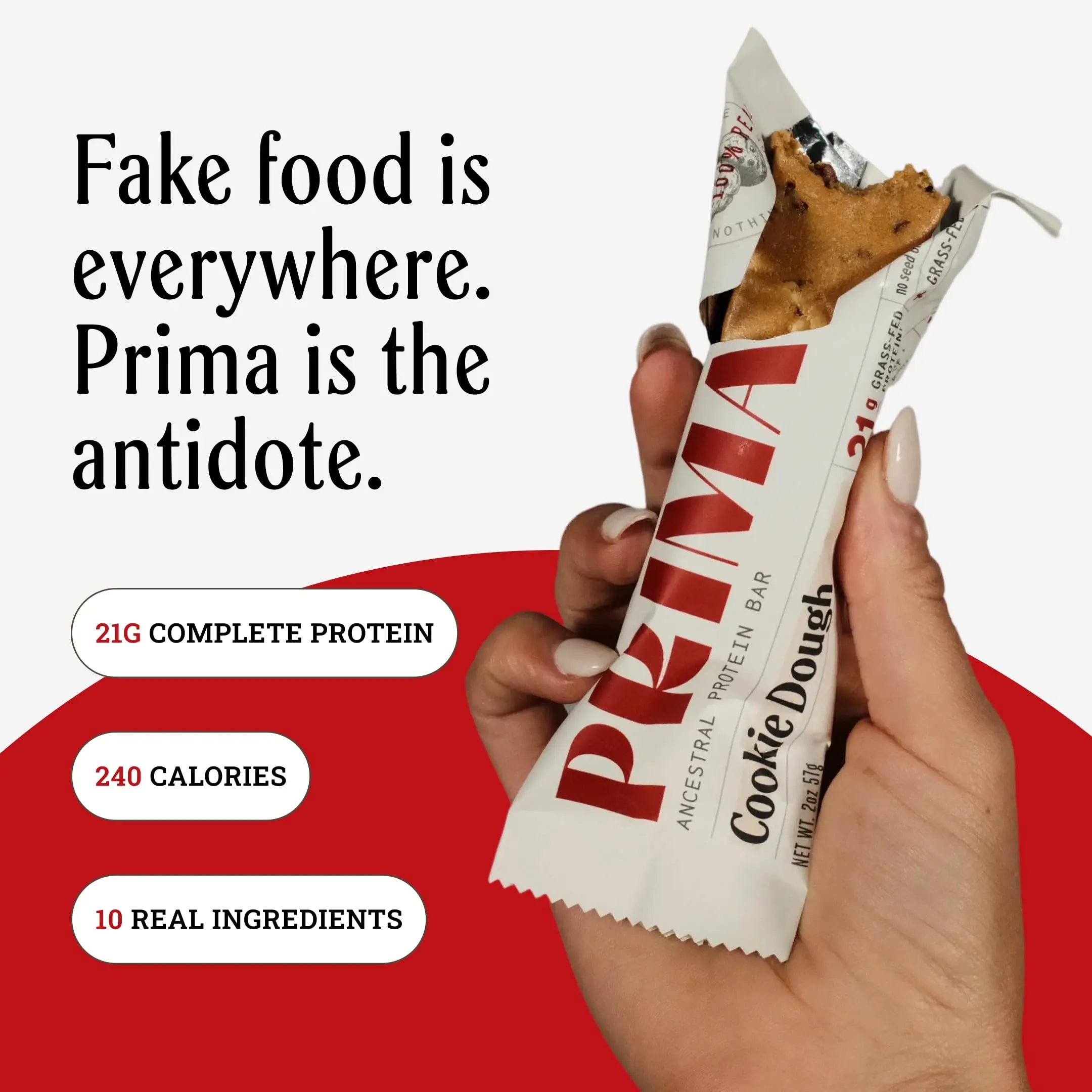 PRIMA Cookie Dough Protein Bar | 21g Grass Fed Whey and Collagen | No Seed Oils, No Preservatives, Raw Honey Sweetened | 7 Pack PRIMA ANCESTRAL PROTEIN BAR uk supplements
