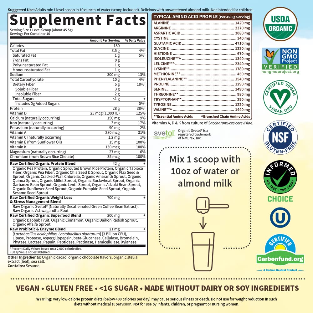 Garden of Life Raw Organic Fit Vegan Protein Powder Chocolate, 28g Plant Based Protein Garden of Life uk supplements