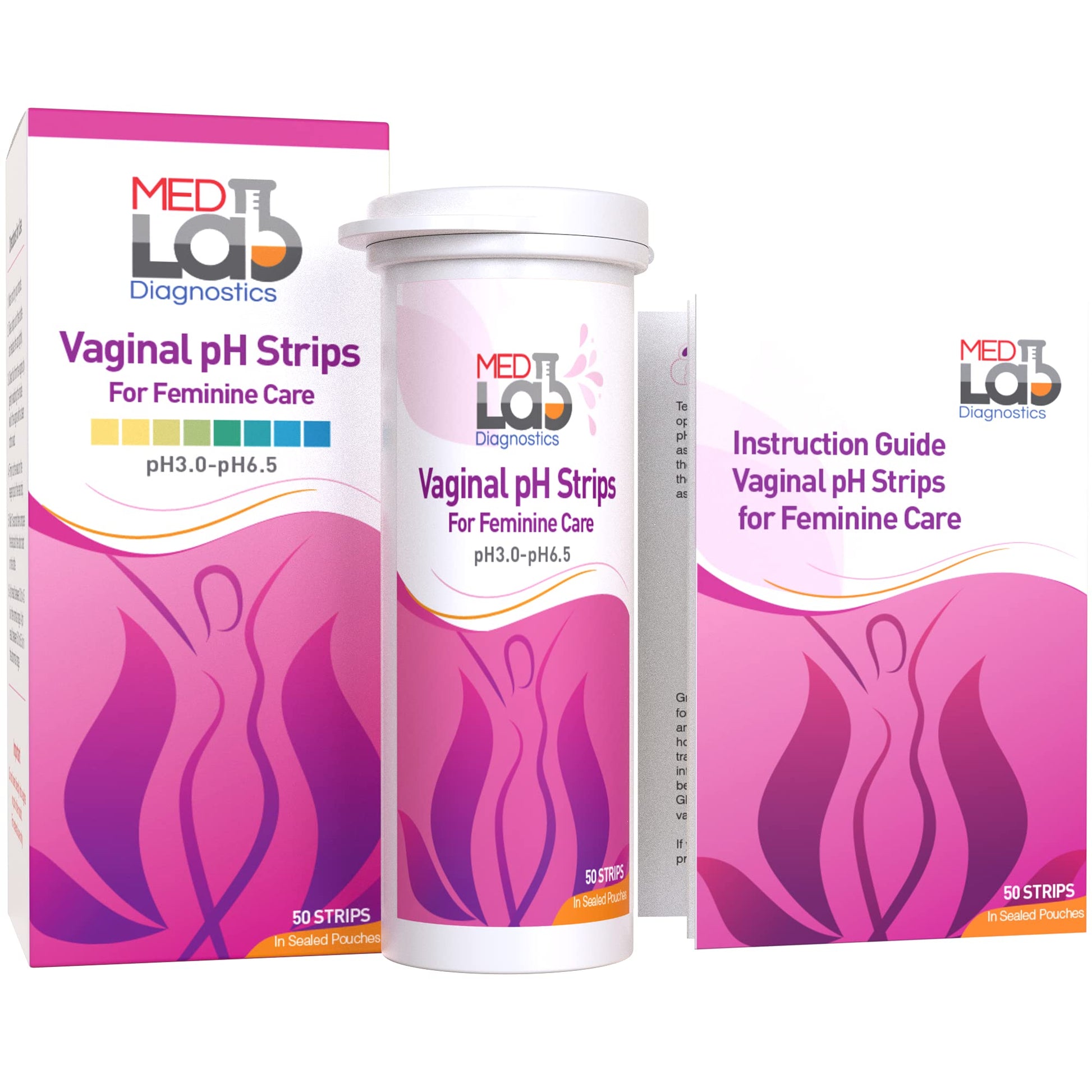 Vaginal ph Test Strips for Women(50 cnt). BV Bacterial Vaginosis and Yeast Infection Test Strips Med Lab Diagnostics uk supplements