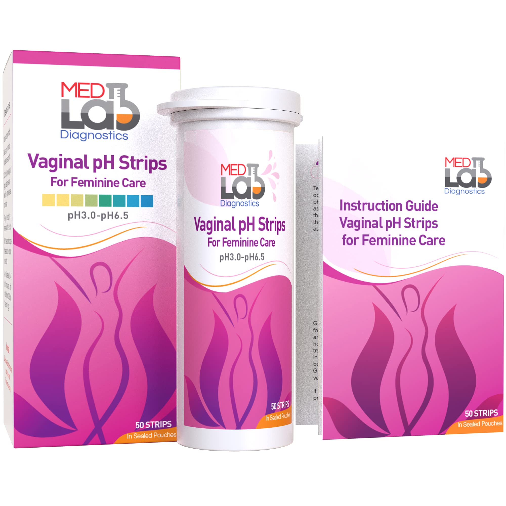 Vaginal ph Test Strips for Women(50 cnt). BV Bacterial Vaginosis and Yeast Infection Test Strips Med Lab Diagnostics uk supplements