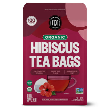 FGO Organic Hibiscus Tea, Eco-Conscious Tea Bags, 100 Count, Packaging May Vary FGO uk supplements