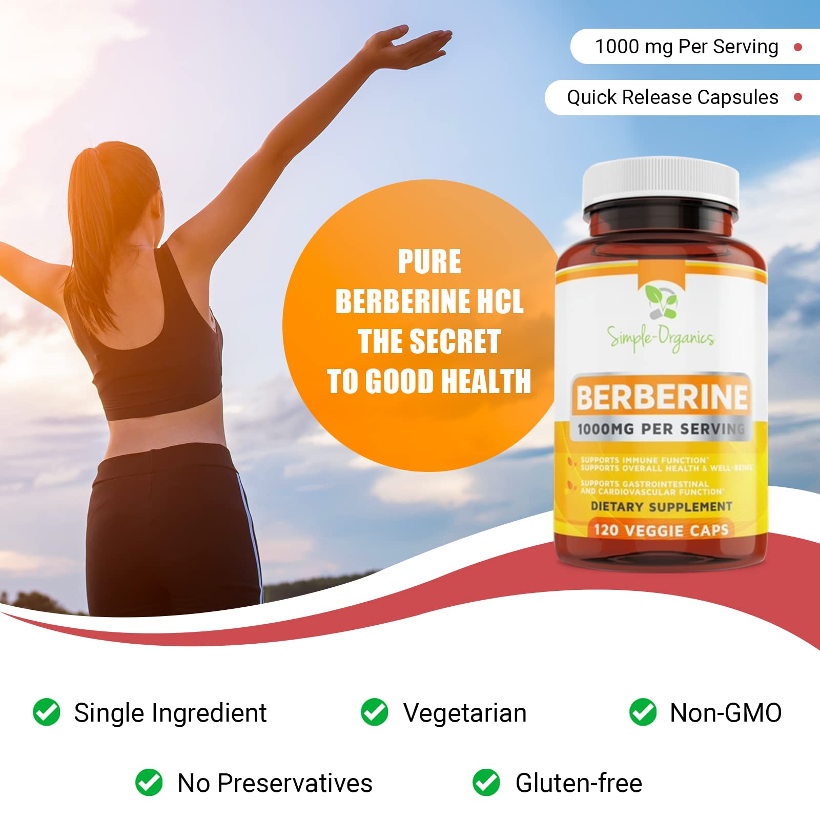 Simple-Organics Berberine 500mg (1000mg Per Serving) for Supports Healthy Immune Simple-Organics uk supplements