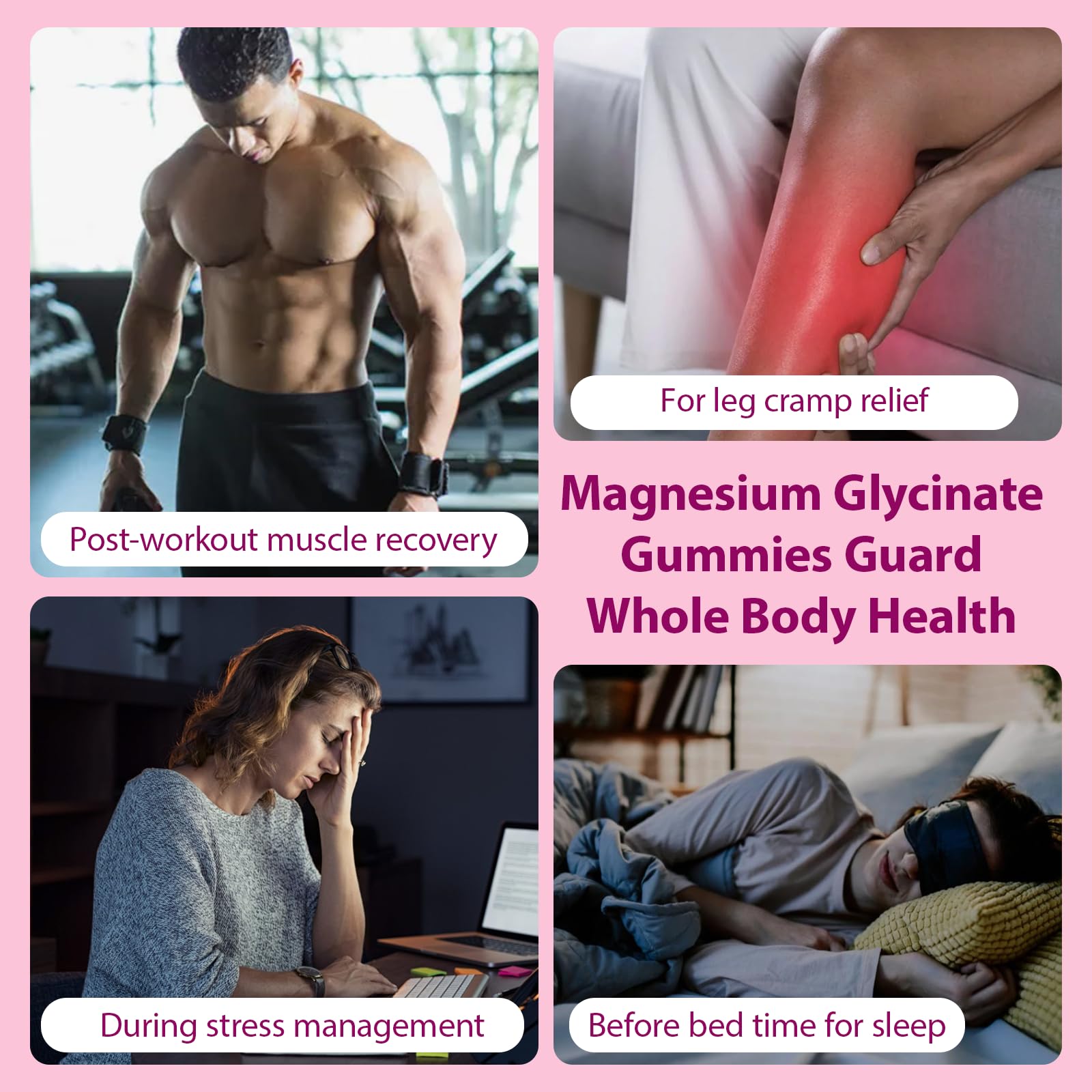 Magnesium Glycinate Gummies 400mg, Chewable Sugar Free Magnesium Supplement with Magnesium Glycinate, Magnesium Malate and Protein for Sleep, Relaxation, Brain & Muscle - Vegan (60 Count, Raspberry) Fitfido uk supplements