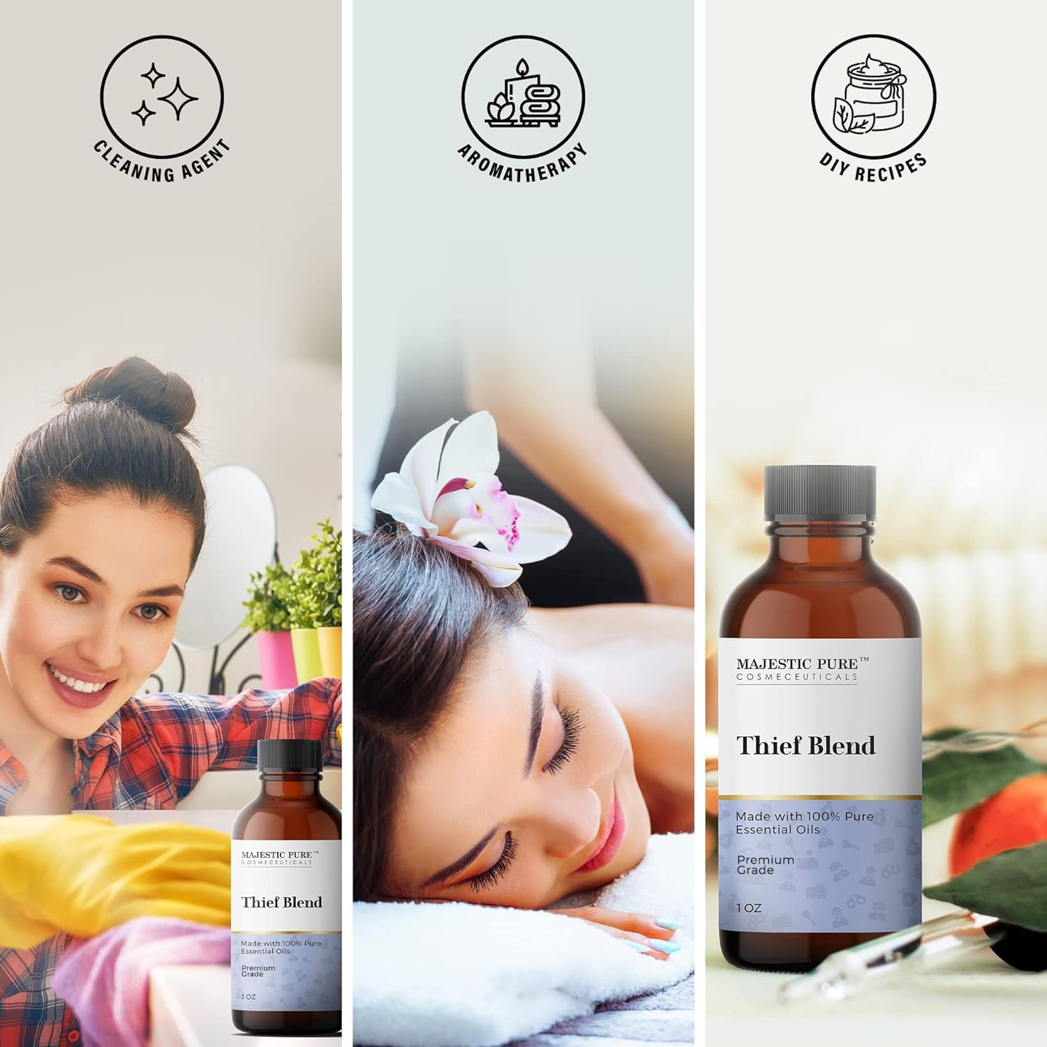 Majestic Pure Thieves Essential Oil Blend | 100% Pure Premium Oil for Uplifting Mood, DIY Products MAJESTIC PURE uk supplements