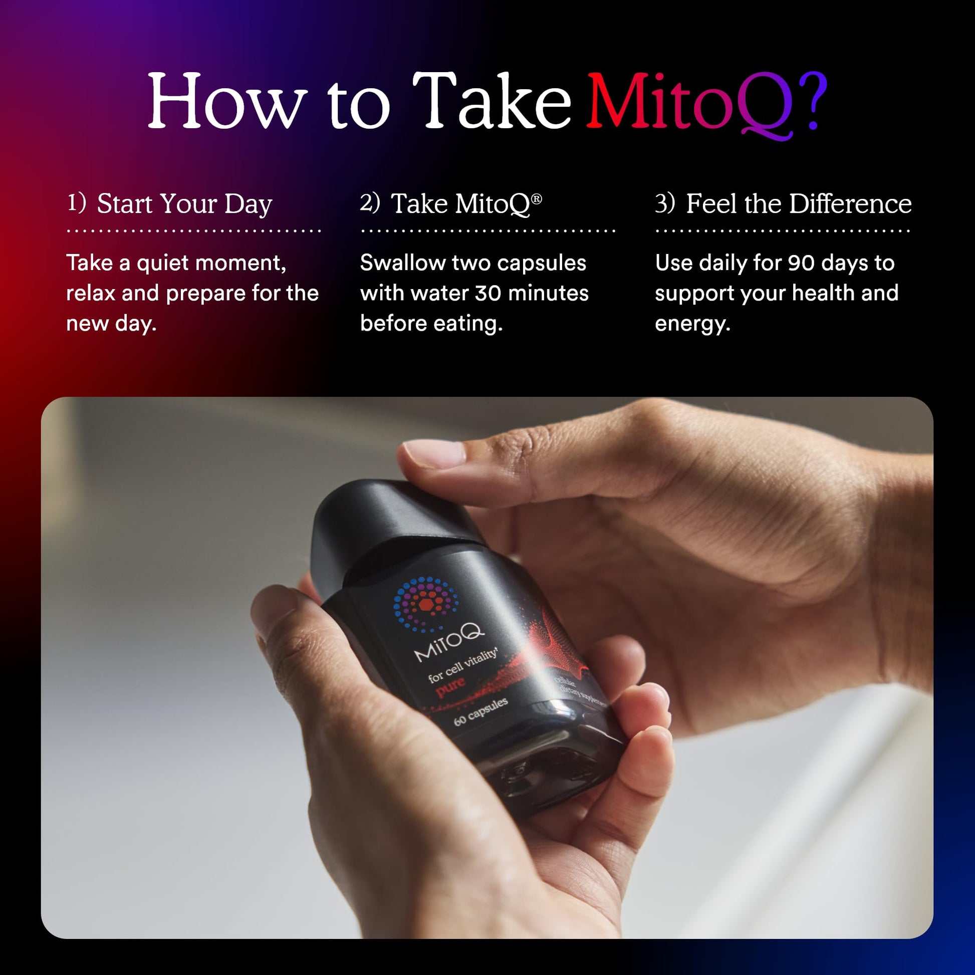 MitoQ Pure Advanced Mitochondria Supplement Superior Bioavailability to CoQ10 | Reduces Free Radical Damage for Healthy Aging, Metabolism, Heart Health, Energy, Strength & Mobility MitoQ uk supplements