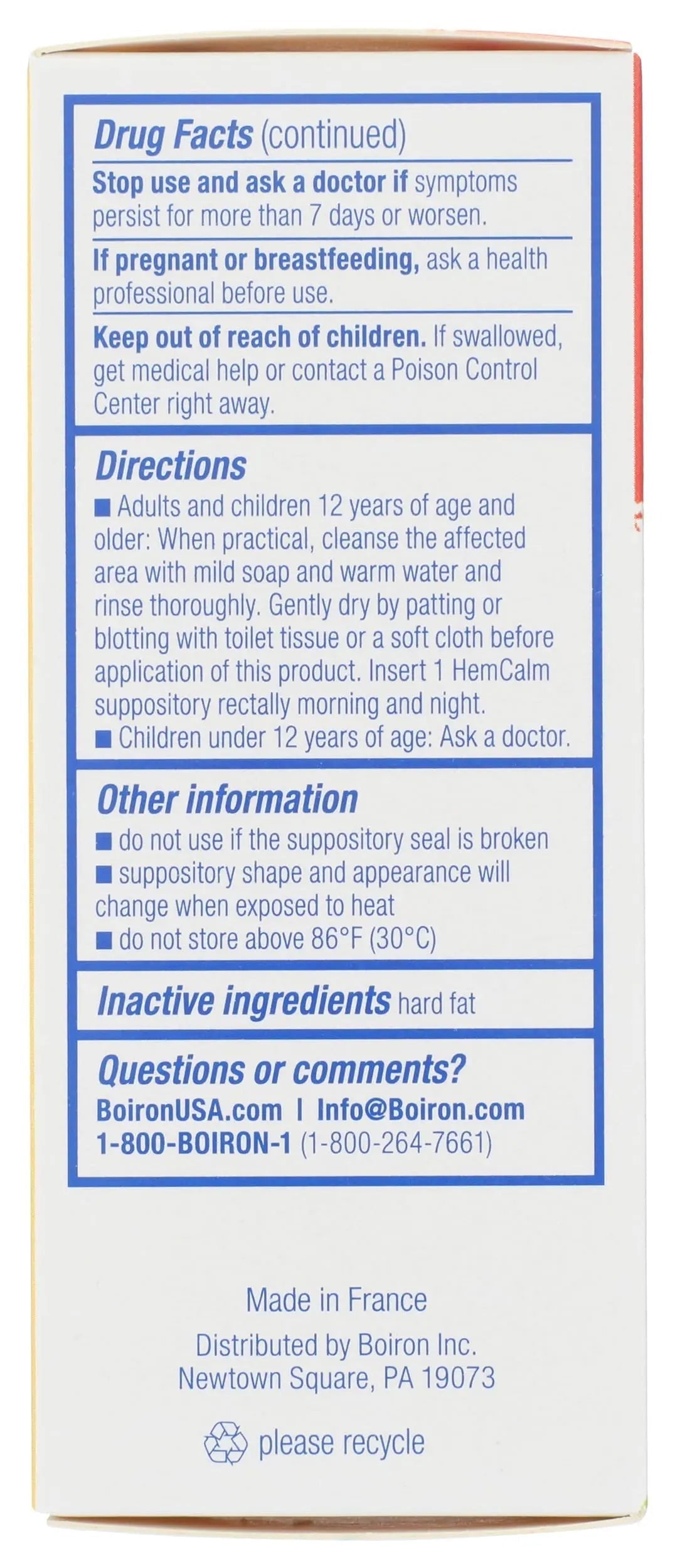 Boiron HemCalm Suppositories for Hemorrhoid Relief of Pain, Itching, Swelling or Discomfort - 10 Count Boiron uk supplements