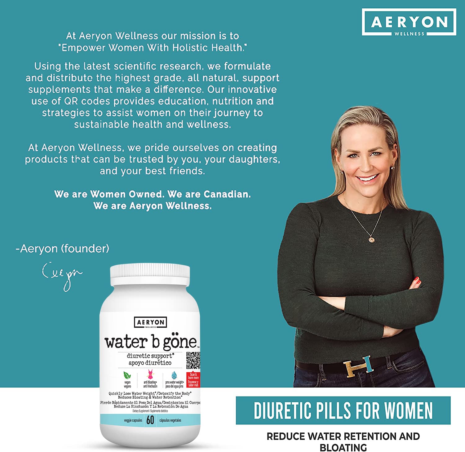 Water B Gone – Diuretic Pills for Women – Reduce Water Retention and Bloating – Find PMS Aeryon Ashlie Wellness uk supplements