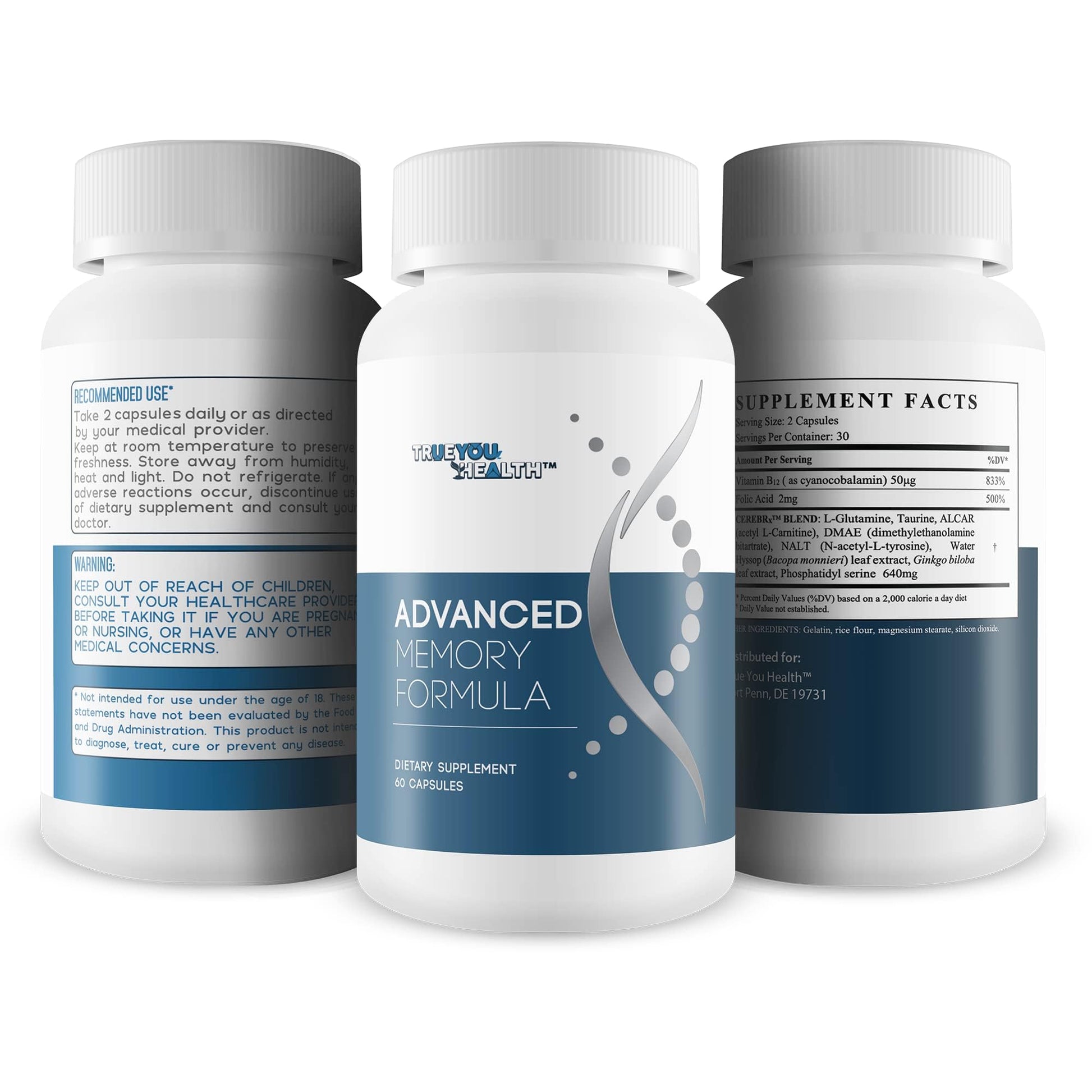 Advanced Memory Formula - by True You Health - Our Best Memory & Brain Formula - Formulated with Ginkgo Biloba and Other Premium Ingredients for Cognitive Performance, Focus, and Clarity True You Health uk supplements