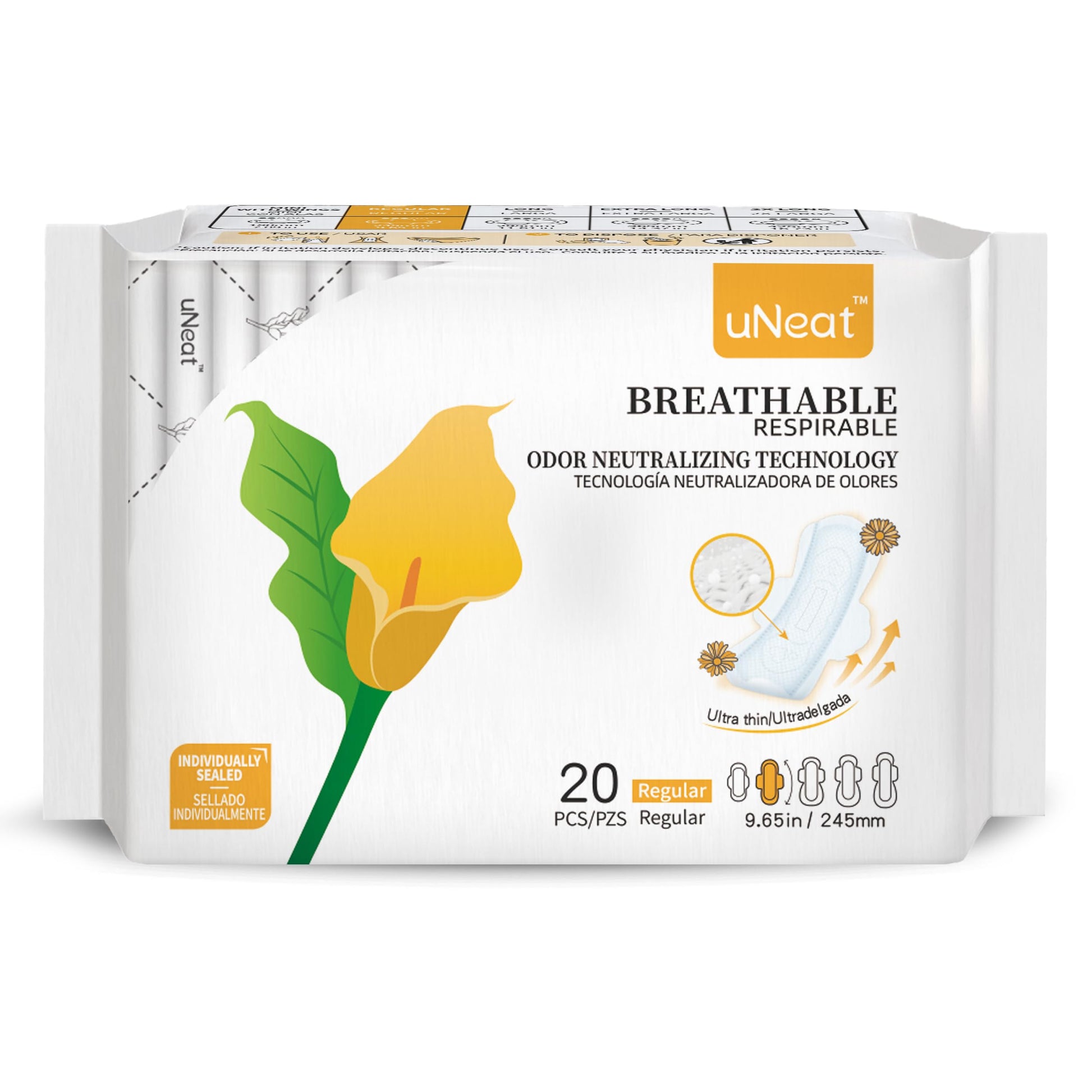 uNeat Regular with Wings Ultra-Thin Sanitary Pads for Women and Teen, Unscented, Eliminates Odor uNeat uk supplements
