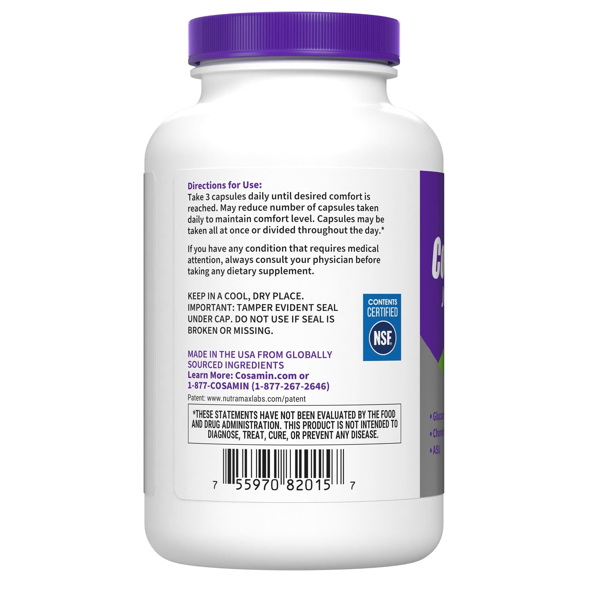 Nutramax Laboratories Cosamin® ASU Joint Health Supplement with Glucosamine, Chondroitin & ASU for Adult Men & Women, Joint Supplement, 230 Capsules Nutramax Laboratories uk supplements