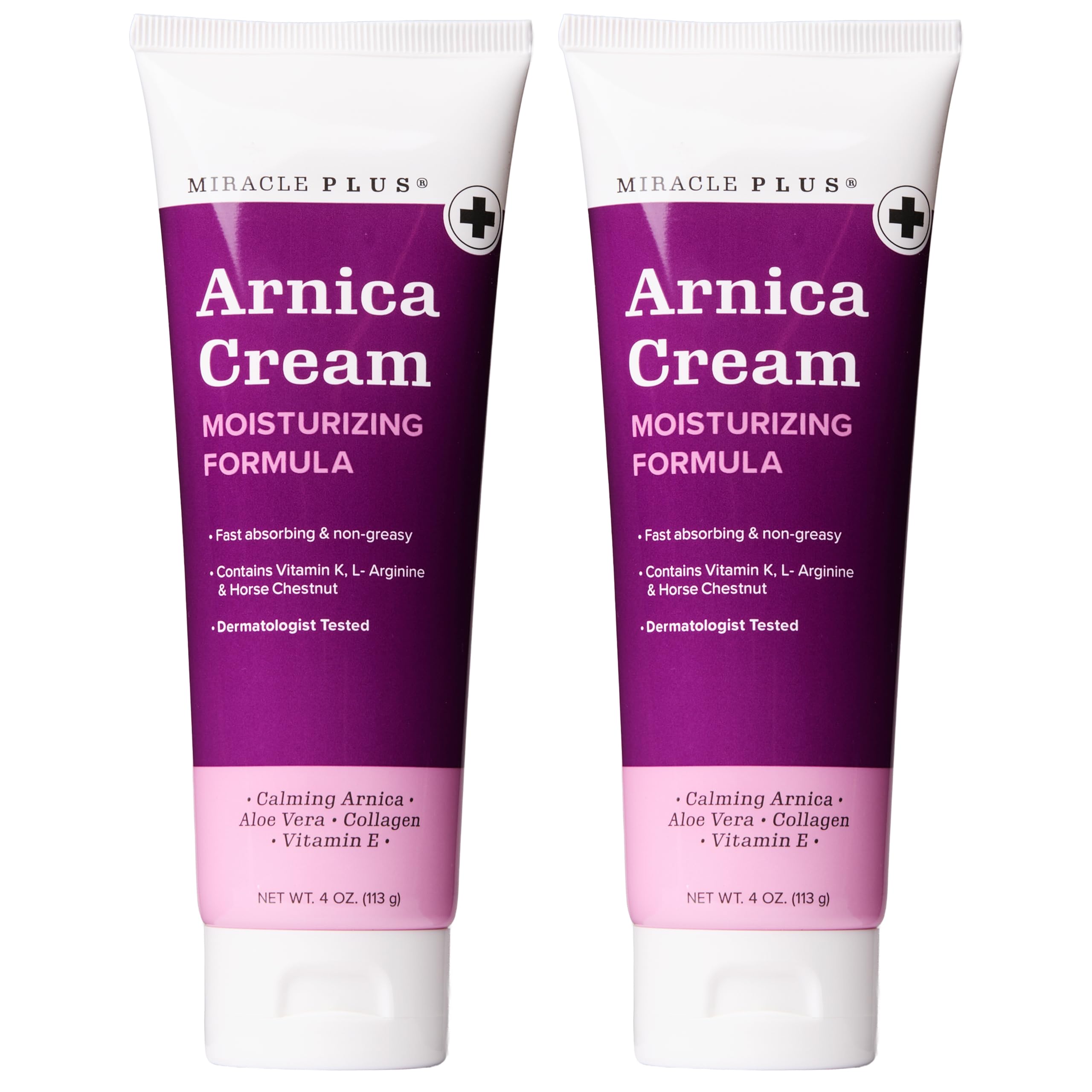 Miracle Plus Arnica Cream Extra Strength Bruise Relief Lotion For Bruising And Swelling On Skin | Arnica Gel, Vitamin K Cream, Skin Care | Moisturizing Bruise Formula With Horse Chestnut, 2-Pack Miracle Plus uk supplements