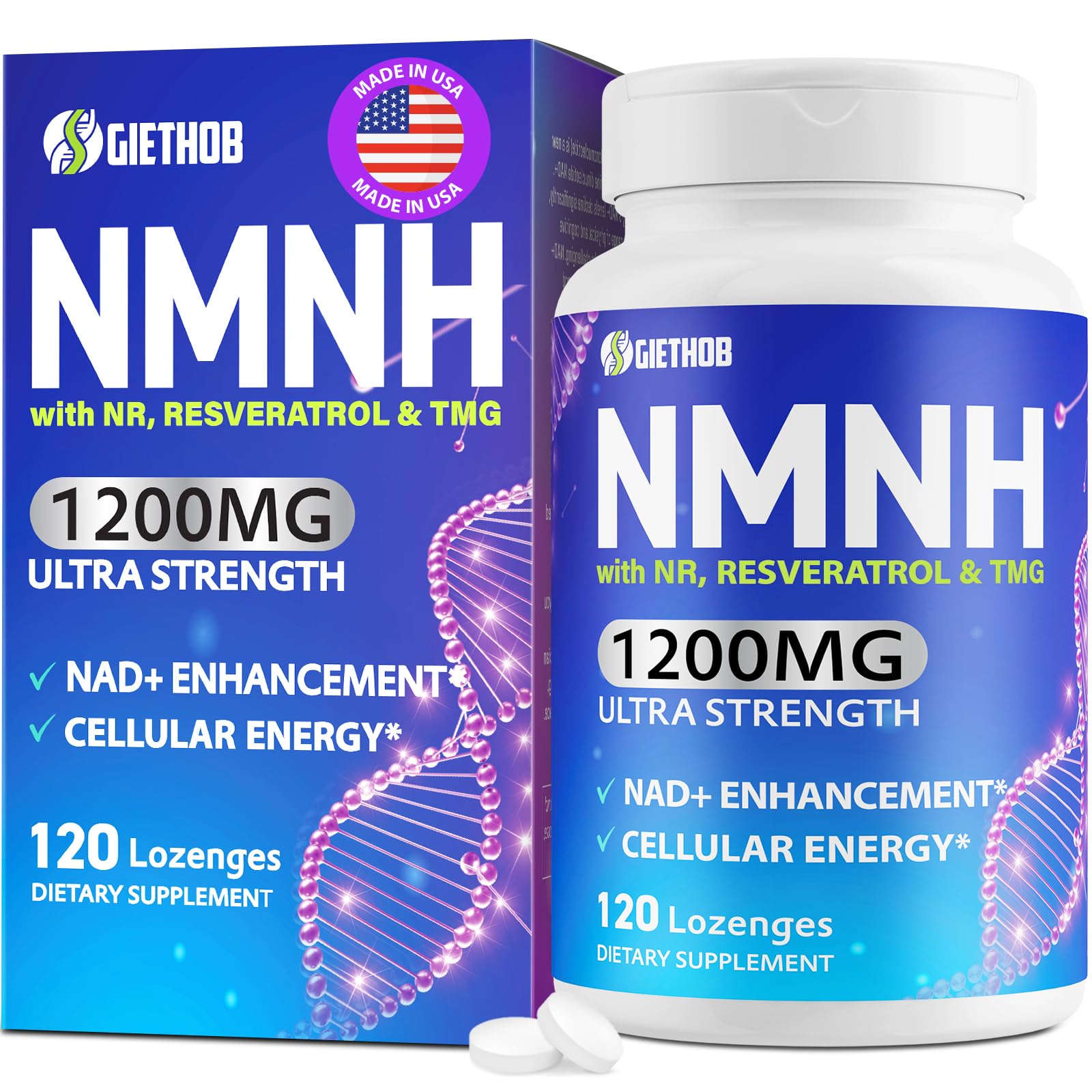 Wriayrui Sublingual NMNH (Dihydronicotinamide Mononucleotide), NMN Supplement Alternative, NAD+ Levels as We Age, Anti-Aging, Energy, NAD Resveratrol Supplement with w/NR, Resveratrol & TMG 120 Count Wriayrui uk supplements