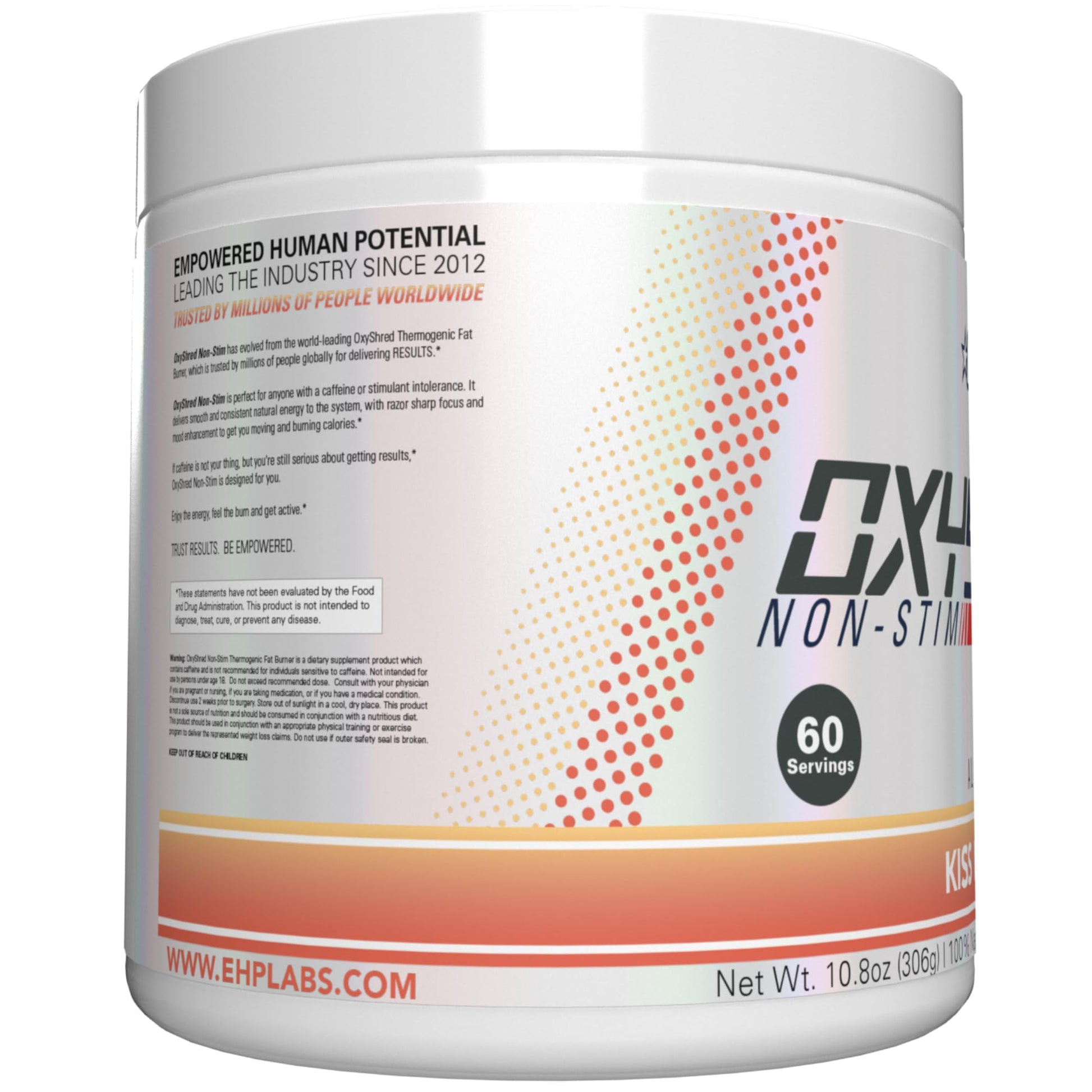 EHP Labs OxyShred Non Stimulant Pre Workout Powder - Stim Free Pre Workout, Caffeine Free Preworkout for Men & Women with L Glutamine & Acetyl L Carnitine - Peach, 60 Servings EHP Labs uk supplements