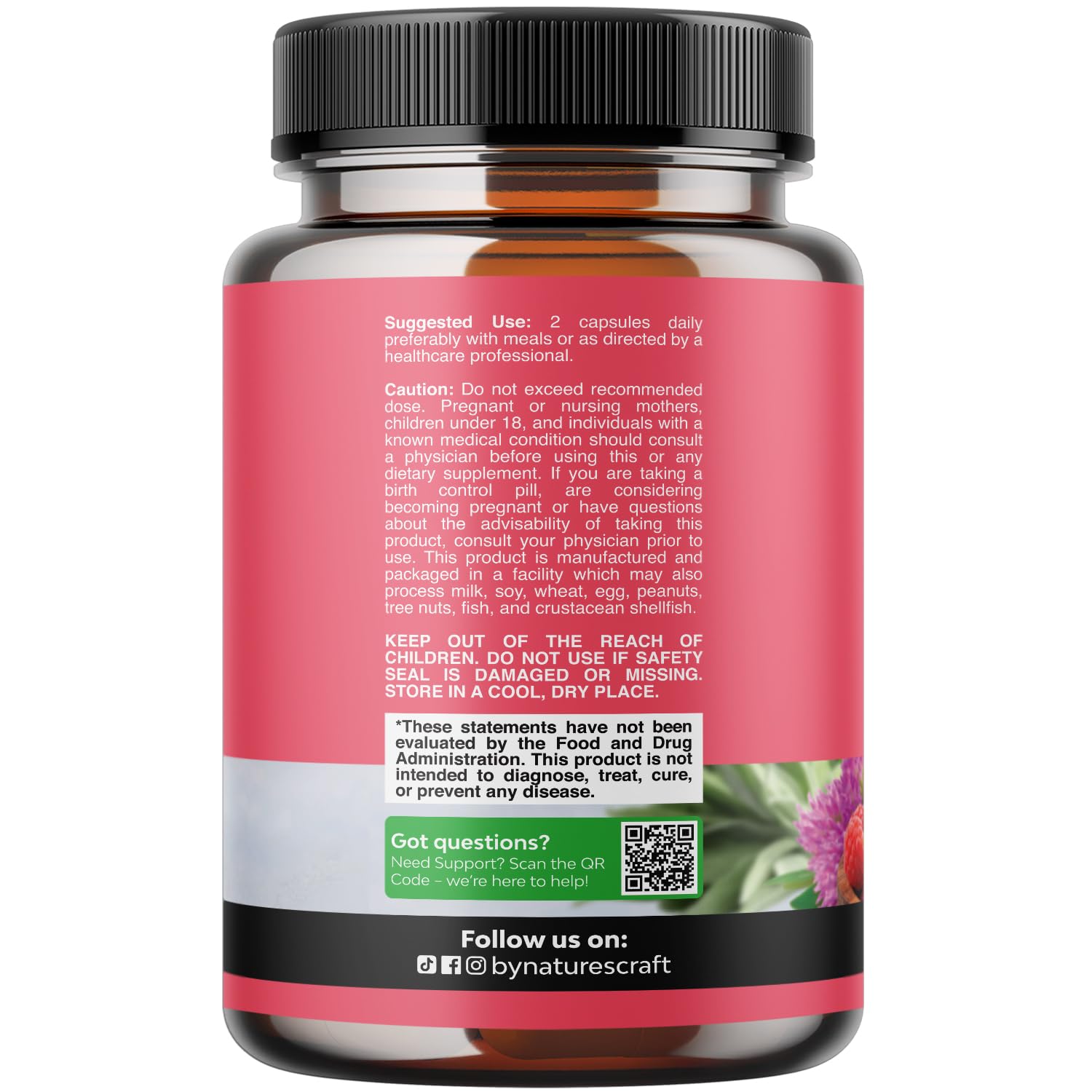 Complete Herbal Menopause Supplement for Women - Female Hormone Balance Capsules for Night Sweats Hot Flashes & Mood Swings with Dong Quai, Chaste Berry & Black Cohosh Root - 120 Count Pack Natures Craft uk supplements