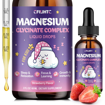 Magnesium Glycinate Liquid for Kids - Magnesium Bisglycinate Drops with L-Theanine, Chamomile & Vitamin B6, B12, C, D3 for Sleep, Relaxation, Immune Support, Calm & Focus - 2 Fl Oz, Strawberry Flavor CFILIHTC uk supplements