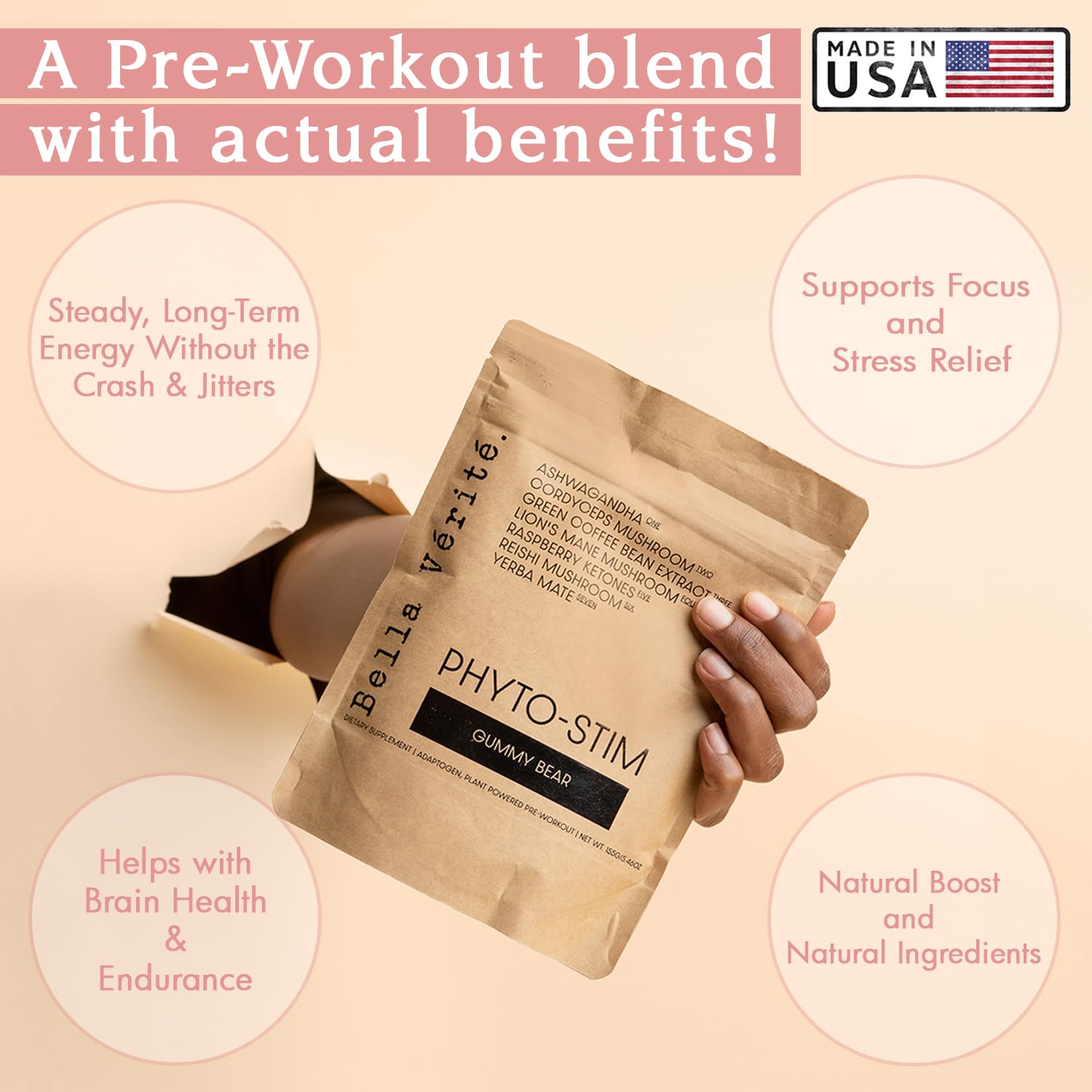 Bella Vérité Phyto Stim | Natural Pre Workout Powder | Yerba Mate and Ashwagandha Bella Vérité. uk supplements