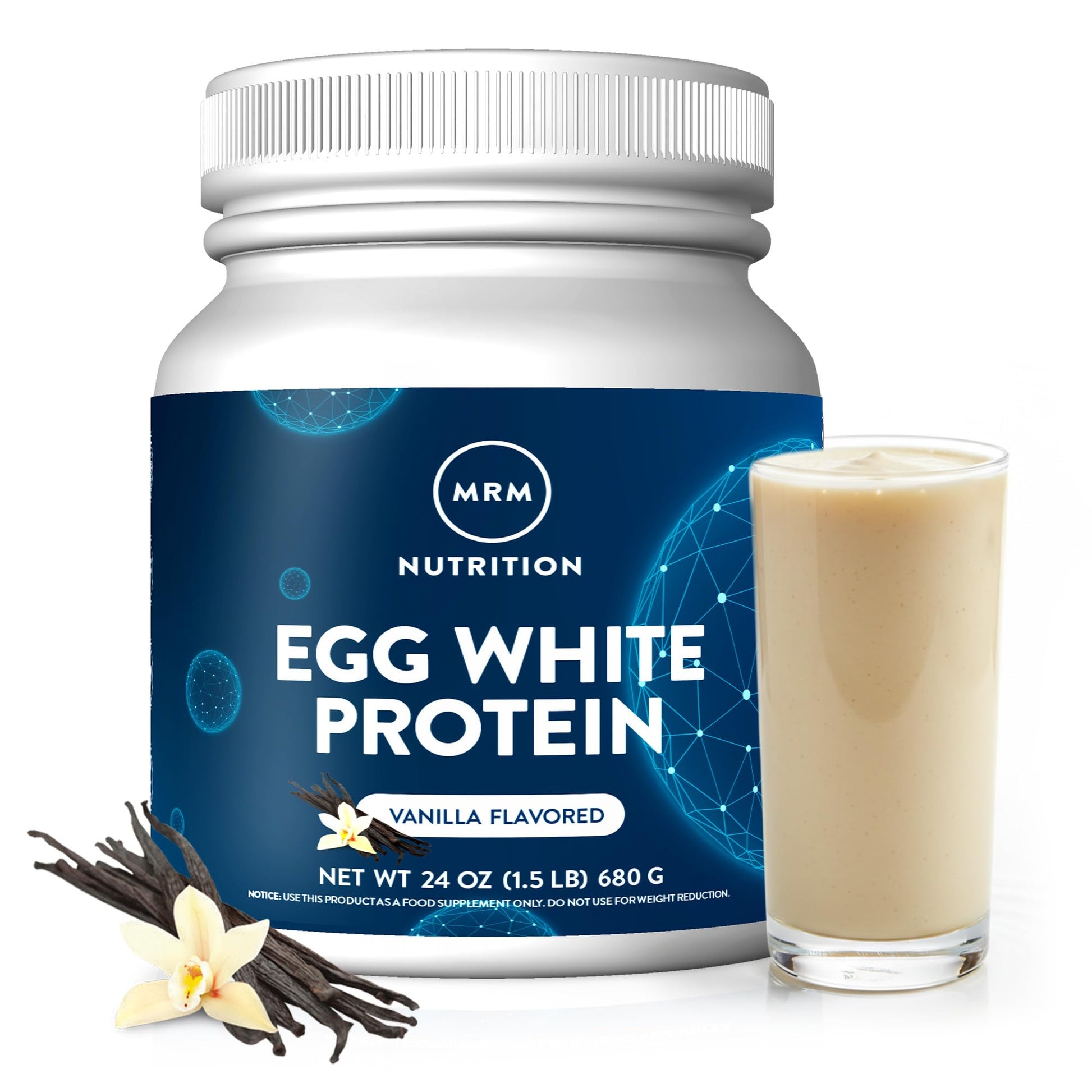 MRM Nutrition Egg White Protein - Sugar Free Vanilla Flavored Powder, 23g Fat-Free Protein with Digestive Enzymes, Free of Dairy, Gluten, and Soy, High Biological Value - 20 Servings MRM uk supplements