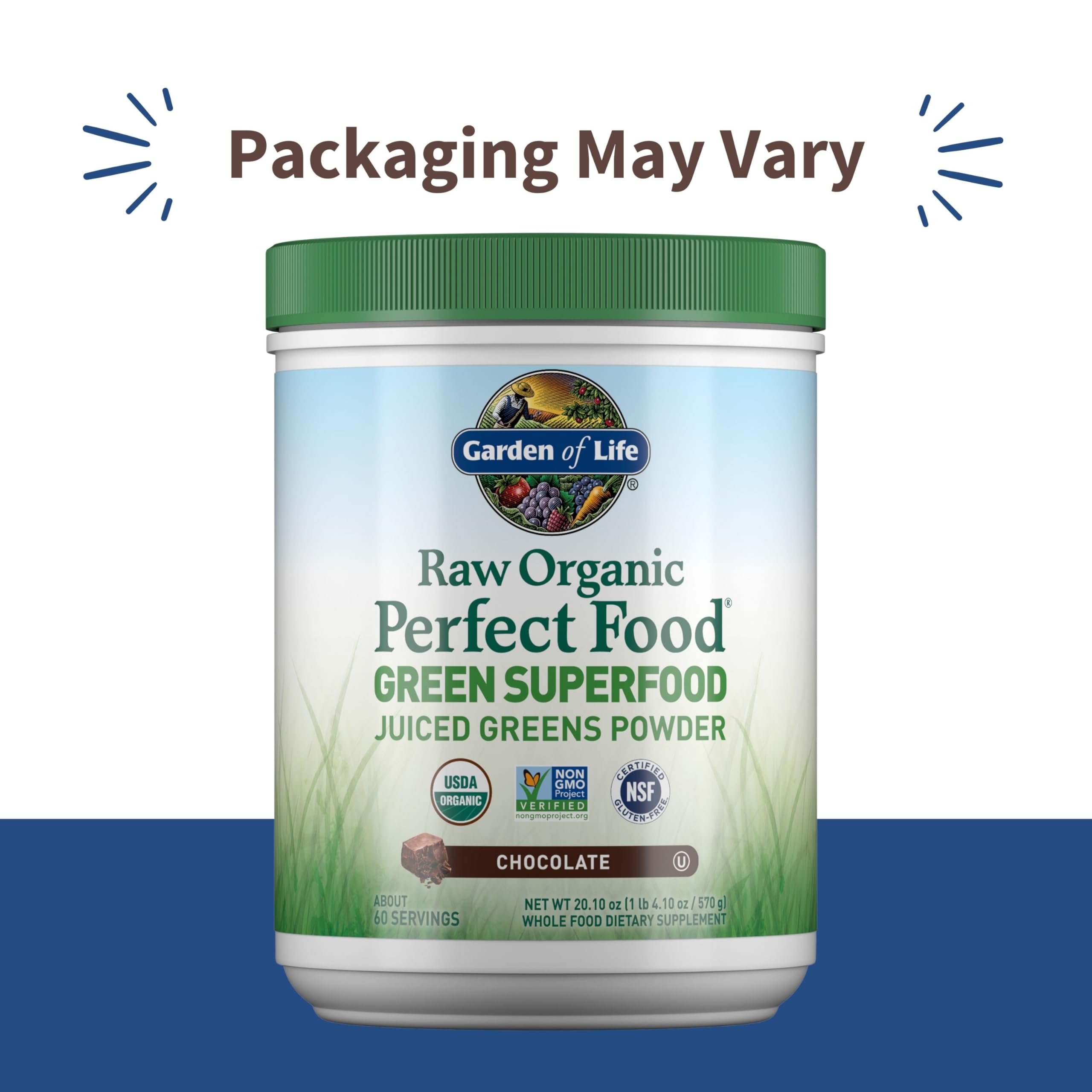 Garden of Life Raw Organic Perfect Food Green Superfood Juiced Greens Powder - Chocolate, 60 Servings, Non-GMO, Gluten Free, Vegan Whole Food Dietary Supplement Plus Probiotics, Enzymes Garden of Life uk supplements