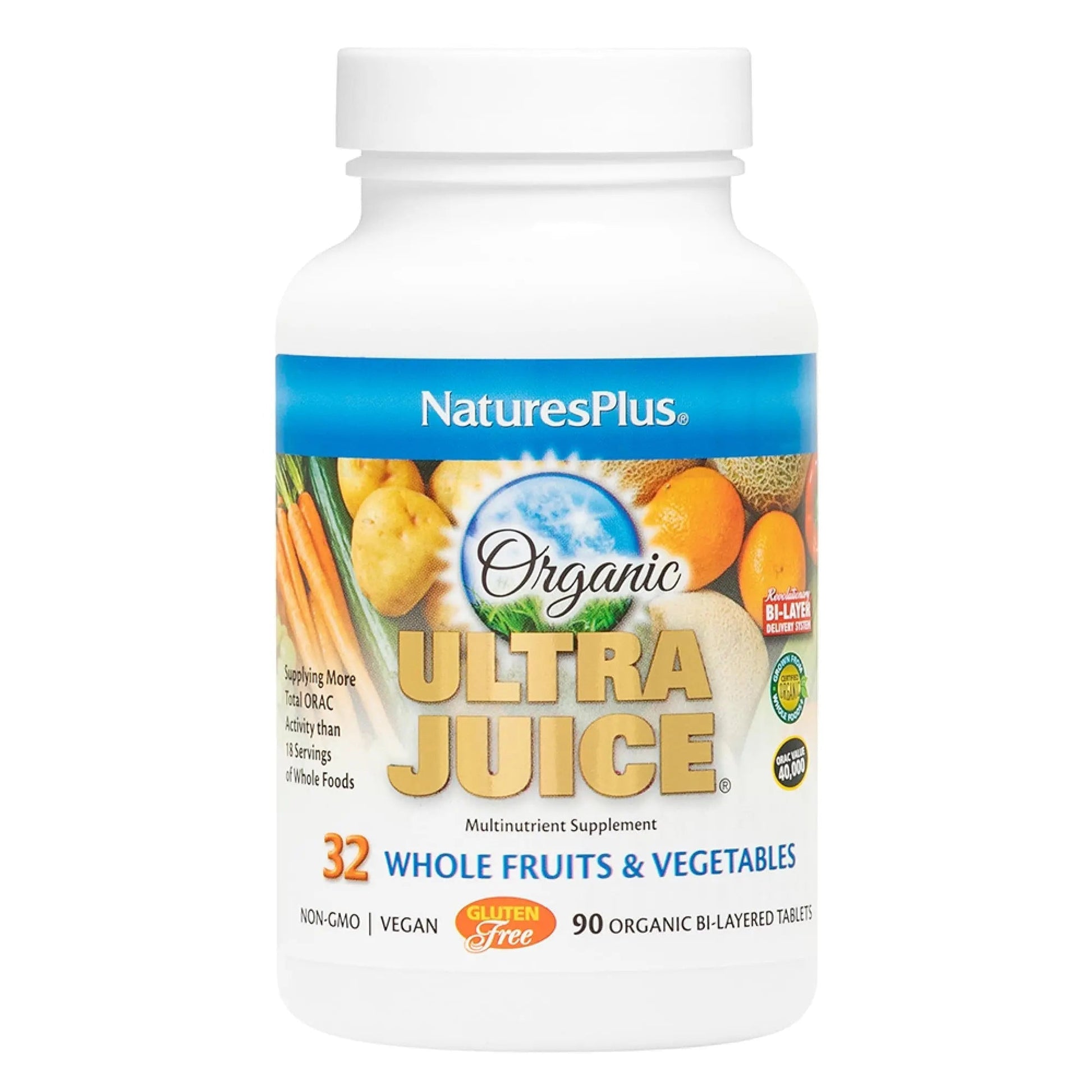 NaturesPlus Ultra Juice Multivitamin - 90 Bi-Layered Tablets - Whole Food Supplement with Fruits, Vegetables & Probiotics NaturesPlus uk supplements