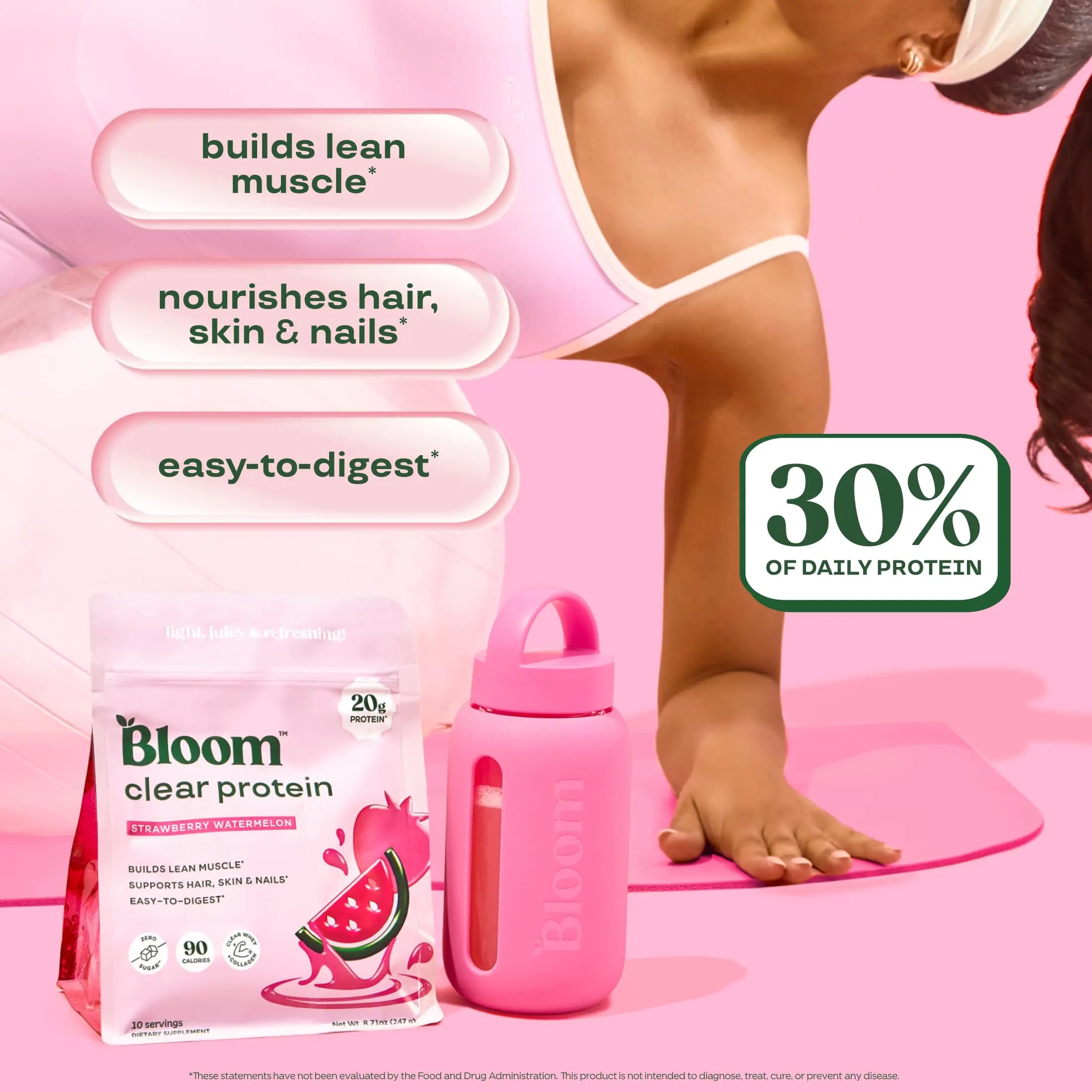 Bloom Clear Protein, Whey Protein Isolate with Collagen Peptides and Digestive Enzymes, 20g Protein, Sugar Free Post Workout Drink Mix, 90 Calories, Bloom Nutrition uk supplements