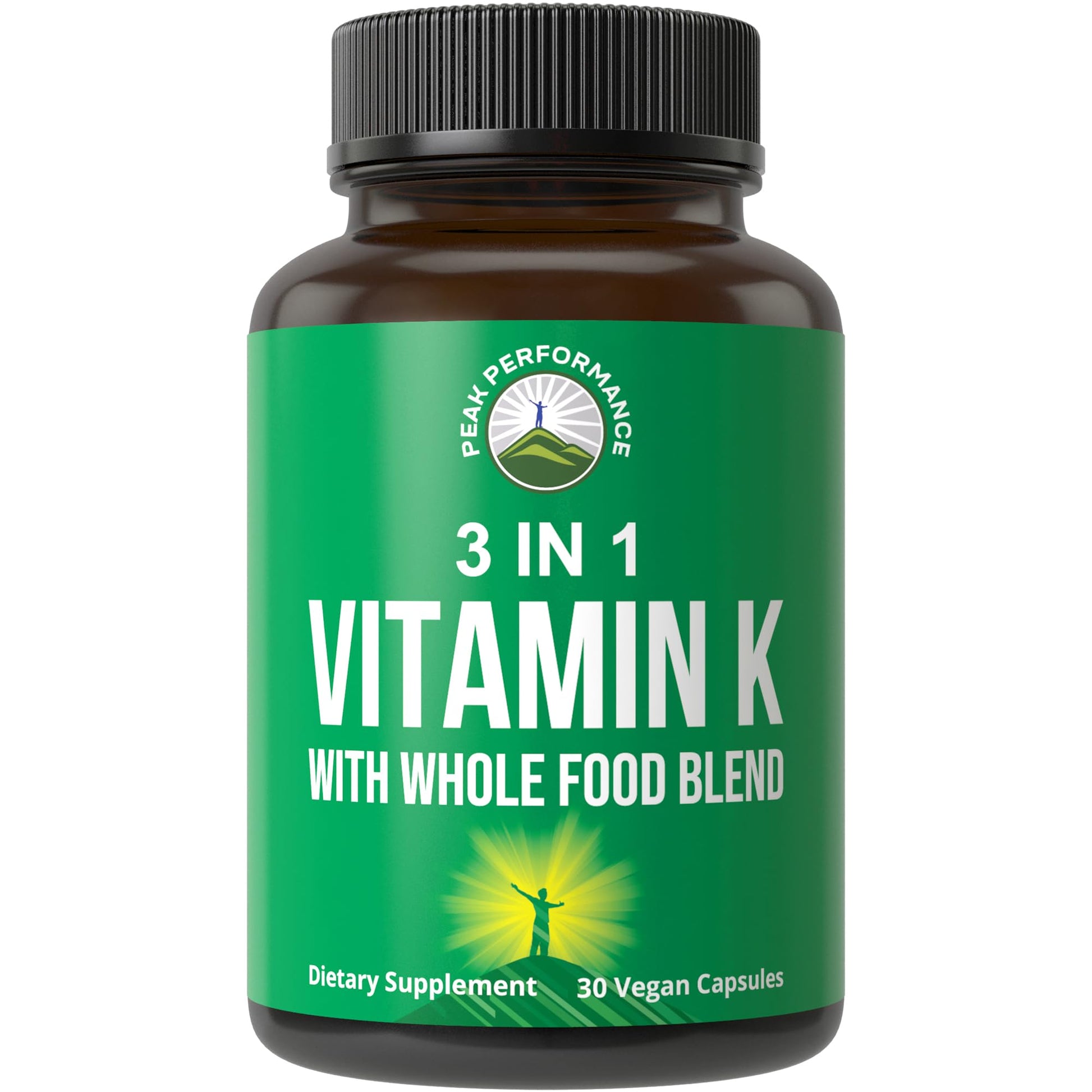 Vitamin K with Whole Food Blend of 25+ Vegetables and Fruits for Max Absorption. Vegan Capsules Supplement. Vitamins K1, K-2 MK4 + K2 Natto MK7. Alternative to Drops, Gummies. VIT K with K 2 and MK-7 Peak Performance uk supplements