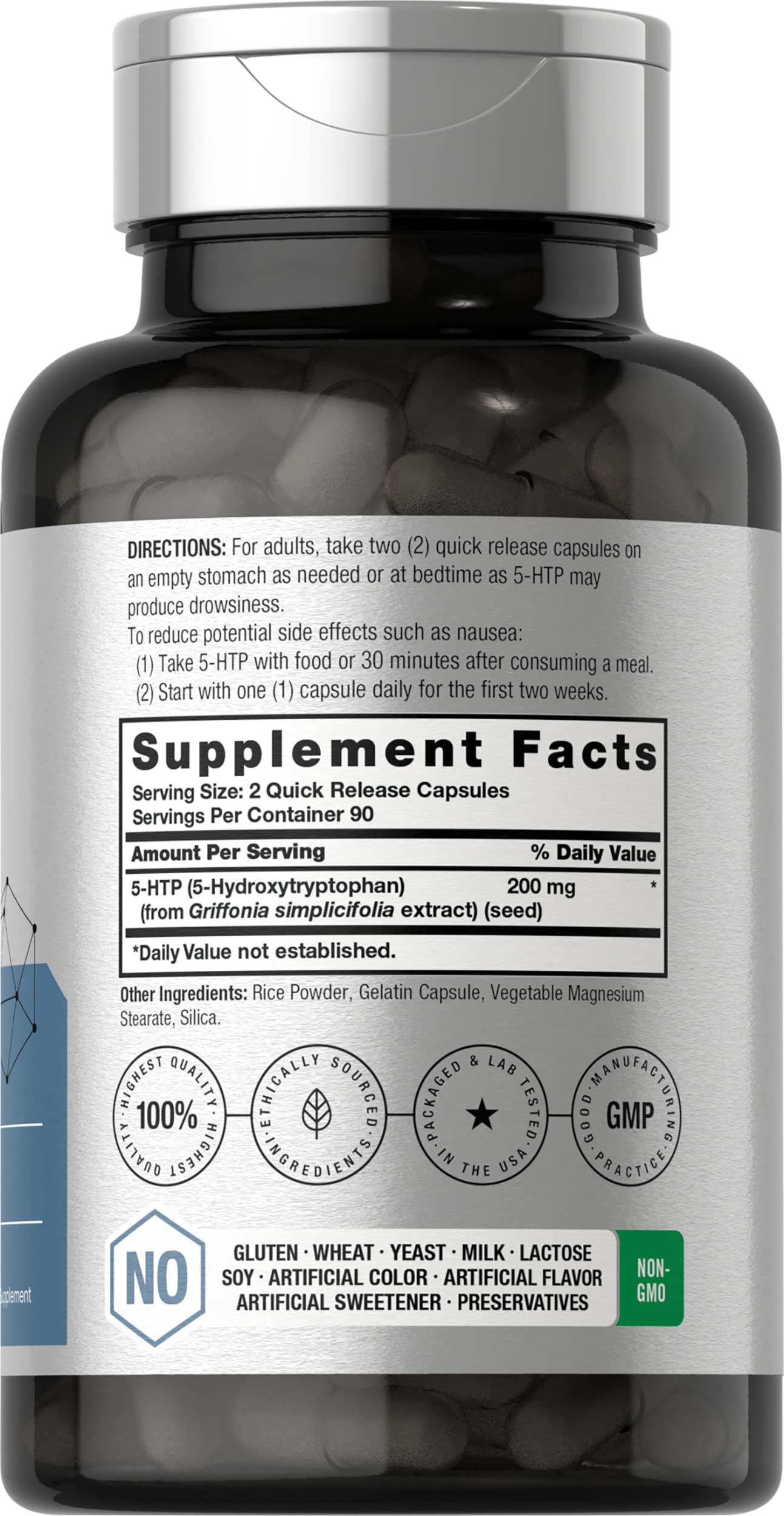 5HTP 200mg Capsules | 180 Capsules | Griffonia Simplicifolia | 5HTP Extra Strength Supple Horbäach uk supplements