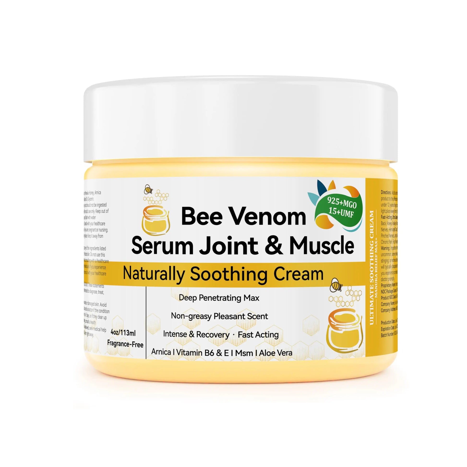 DRUOUO Natural Organic NZL Bee Venom Professional Serum Care, Joint & Muscle & Bone Cream Gel - for Back, Neck, Hand, Foot, Knee, Muscle, Shoulder, Hip, Nerve, Vitamin B6, Aloe Vera, Adult, Elderly DRUOUO uk supplements