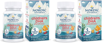 Nordic Naturals Children’s DHA, Strawberry - 90 Mini Chewable Soft Gels for Kids - 250 mg Omega-3 with EPA & DHA - Brain Development & Function - Non-GMO - 22 Servings (Pack of 2) Nordic Naturals uk supplements