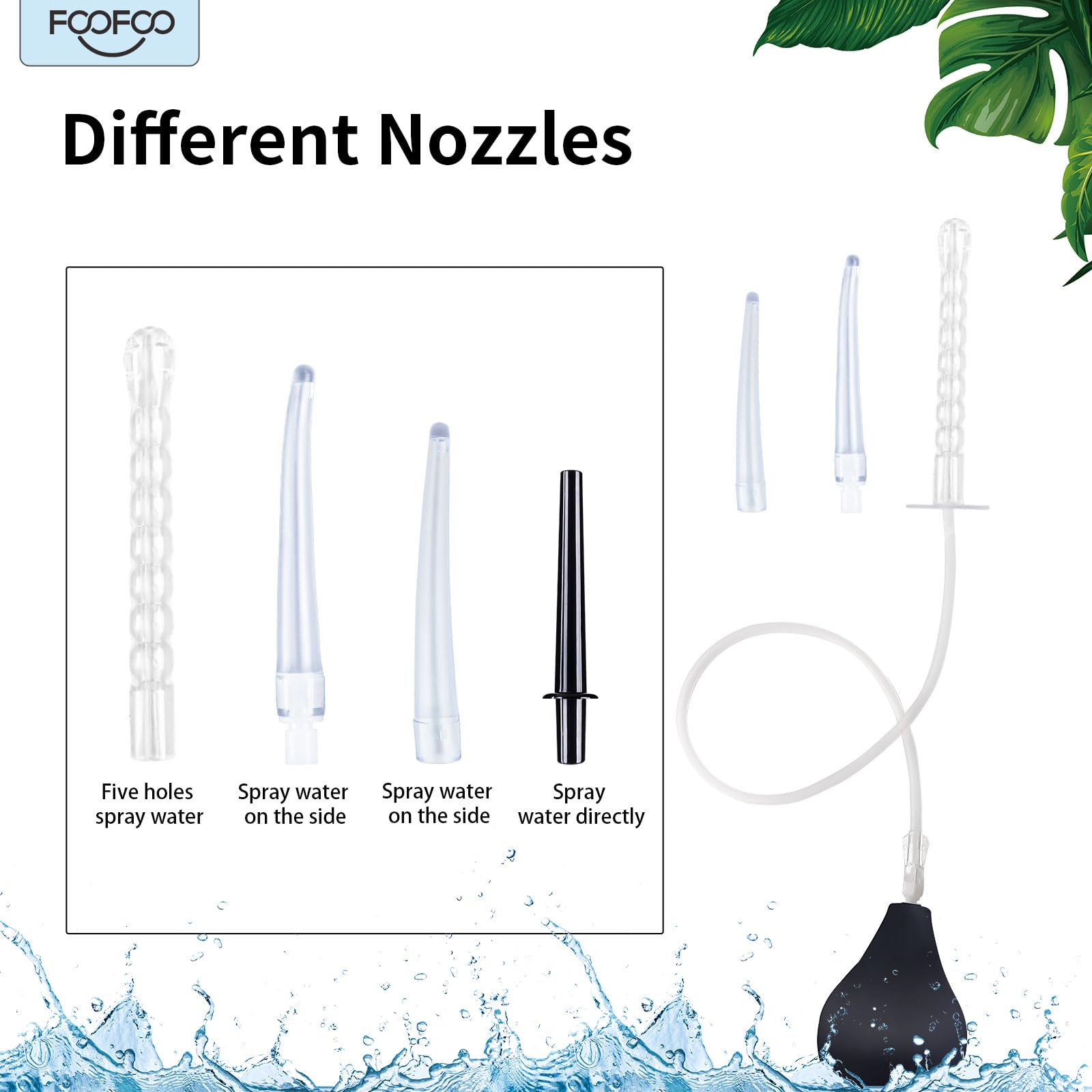 Enema Bulb 7.6oz Douche Enema Kit Includes 4 Nozzles for Women & Men Black with Storage Bag FOOFOO uk supplements