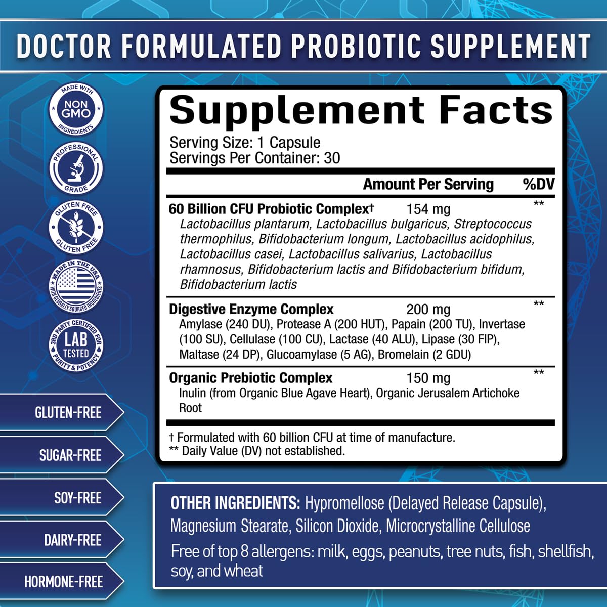 Purely Optimal Probiotics for Digestive Health, 60 Billion CFU – Delayed-Release with Digestive Enzymes & Organic Prebiotics – Bloating, Immune & Energy Support, 30 Caps Purely Optimal uk supplements