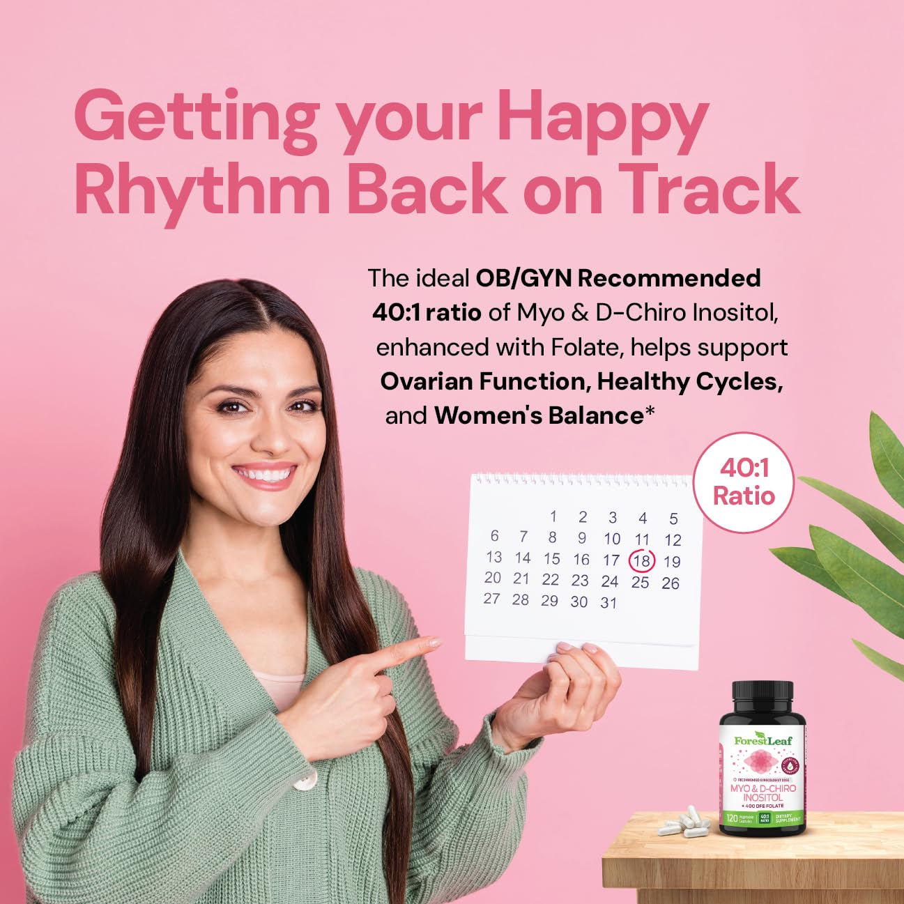 Myo-Inositol & D-Chiro Inositol Supplement for Women's Health | Fertility Supplements Women | Inositol 40:1 Ratio Support Ovarian Function & Healthy Hormone Balance Women | 2050mg | 120 Powder Caps ForestLeaf uk supplements