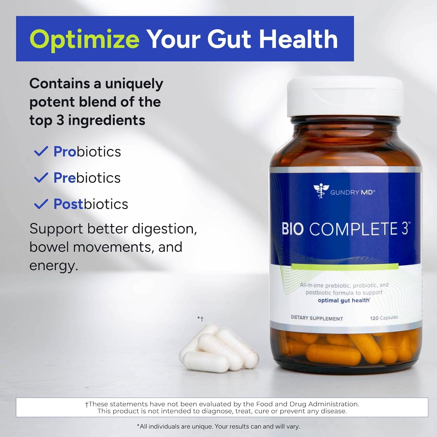 Gundry MD® Bio Complete 3 - Prebiotic, Probiotic, Postbiotic to Support Optimal Gut Health, 30 Day Supply (90 Day Supply) Gundry MD uk supplements