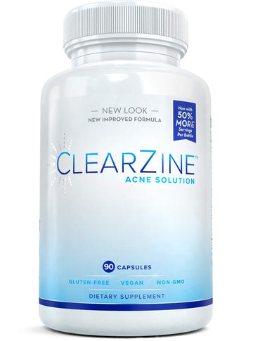 ClearZine Acne Pills for Teens & Adults | Clear Skin Supplement, Vitamins for Hormonal & Cystic Acne | Stop Breakouts, Oily Skin and Zits, 90 Caps ClearZine uk supplements