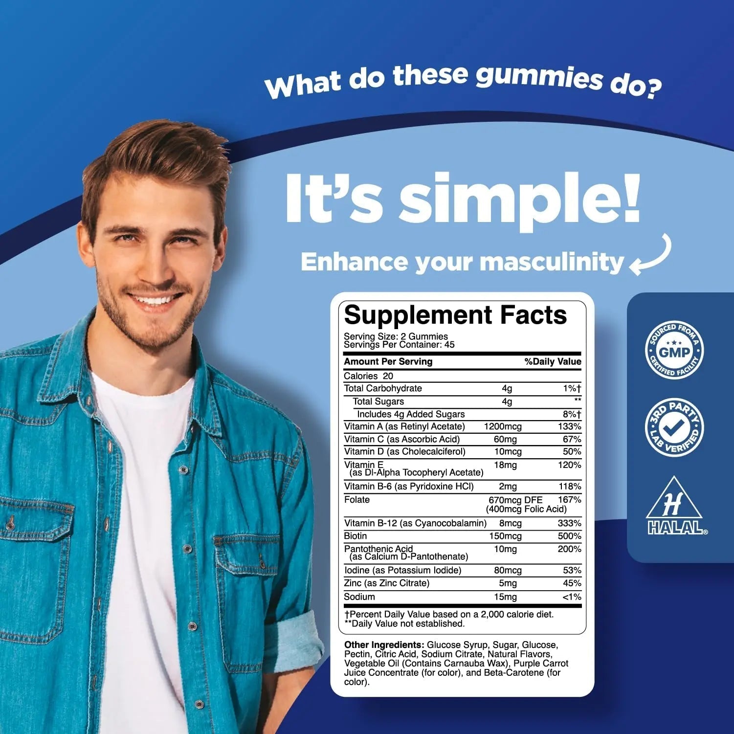 Phytoral Natural Multivitamin for Men Gummies with Zinc - Vitamin D C A & Biotin B6 B12 Full Health Supplement Phytoral uk supplements