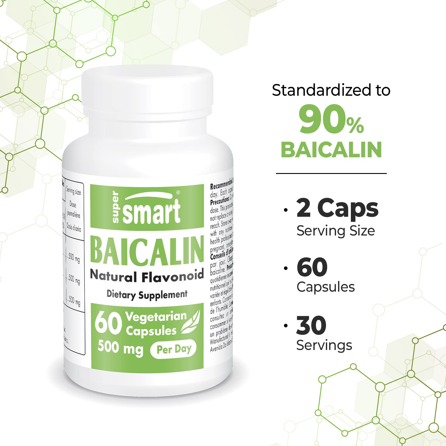 Supersmart - 90% Baicalin 500mg per Day (Scutellaria Baicalensis) - Chinese Skullcap Supersmart uk supplements