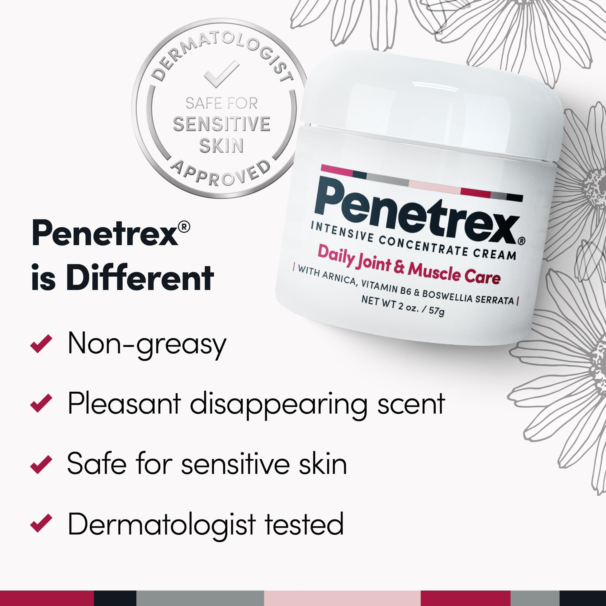 Penetrex Daily Joint & Muscle Care Cream – Soothing Botanical Formula with Arnica, Vitamin B6 & MSM – Lightweight Fast-Absorbing Cream for Everyday Movement - Non-Greasy - Light Scent- 2 oz Penetrex uk supplements