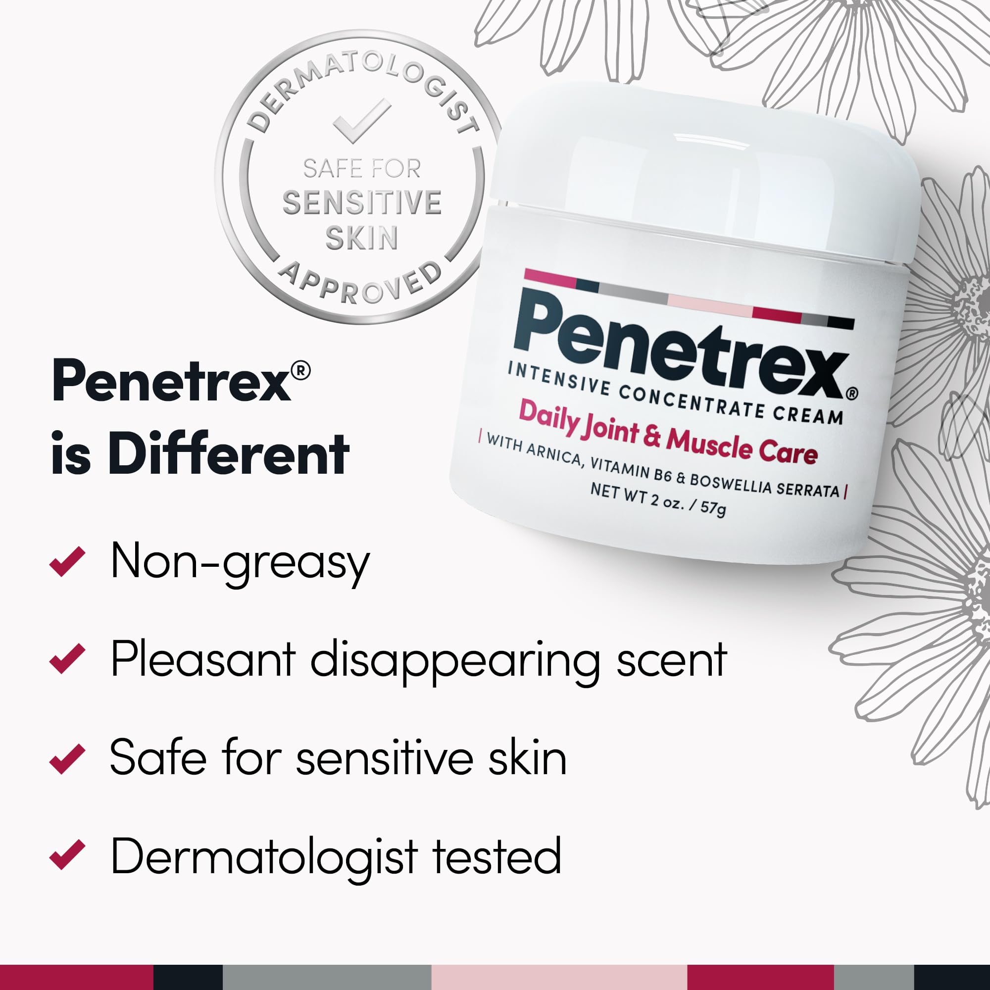 Penetrex Daily Joint & Muscle Care Cream – Soothing Botanical Formula with Arnica, Vitamin B6 & MSM – Lightweight Fast-Absorbing Cream for Everyday Movement - Non-Greasy - Light Scent- 2 oz Penetrex uk supplements