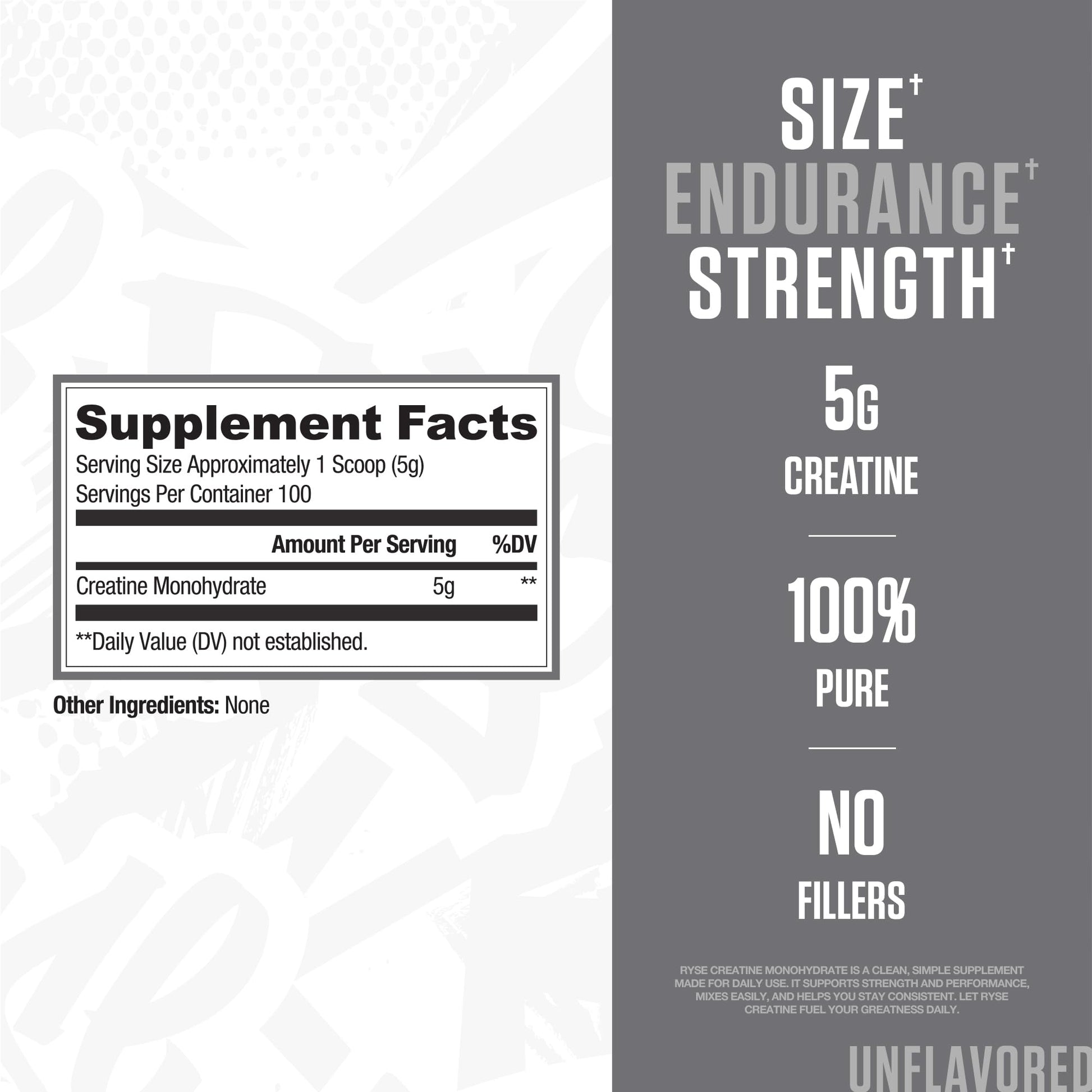 RYSE Creatine Monohydrate Powder - Unflavored - Supports Men & Women Lean Muscle Growth, Strength, Power, and Endurance - Helps Reduce Fatigue and Improve Workout Recovery - 100 Servings. RYSE Up Supplements uk supplements
